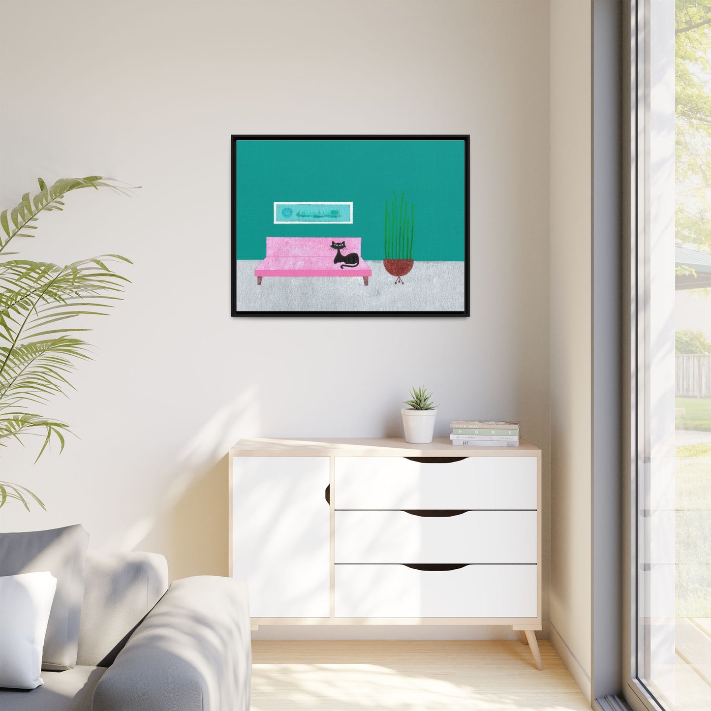 Kitty Art 2 Vintage Inspired Framed Canvas Print