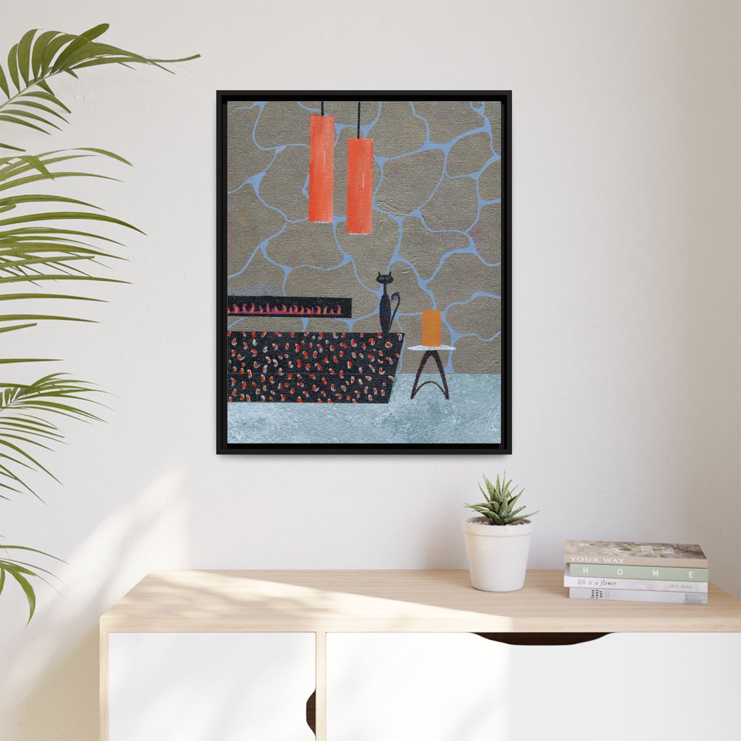 Fireplace Elegance Vintage Inspired Framed Canvas Print