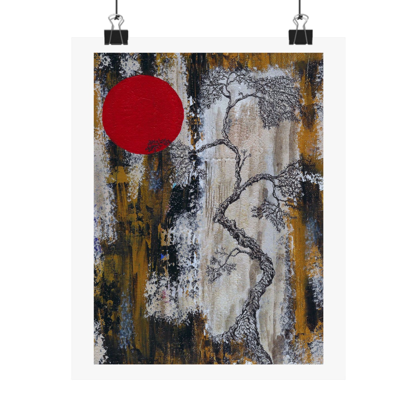 Titled "Red Moon Rising" Art Print on Paper In 4 sizes