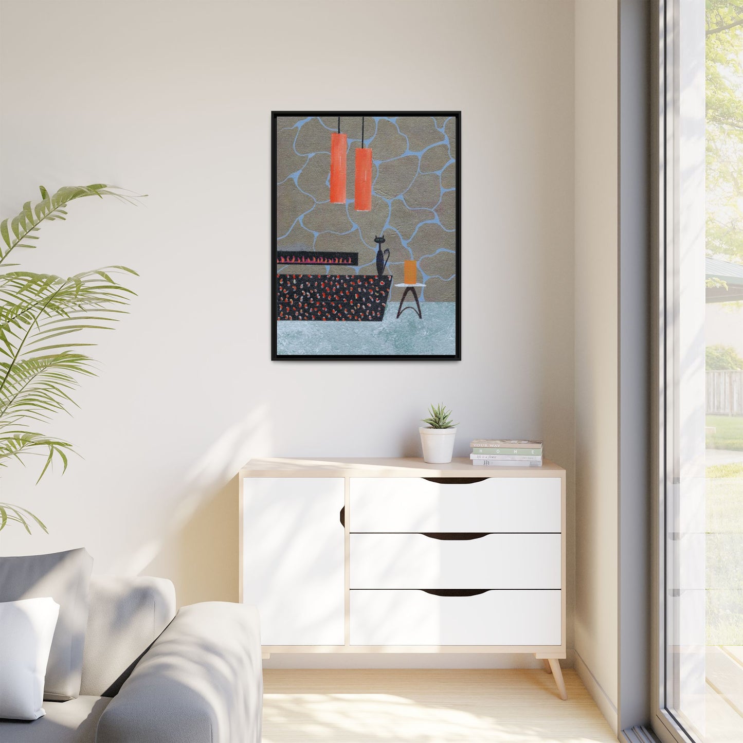Fireplace Elegance Vintage Inspired Framed Canvas Print