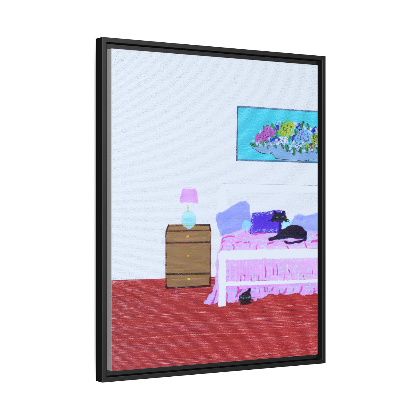 Bedroom Kitties Vintage Inspired Framed Canvas Print