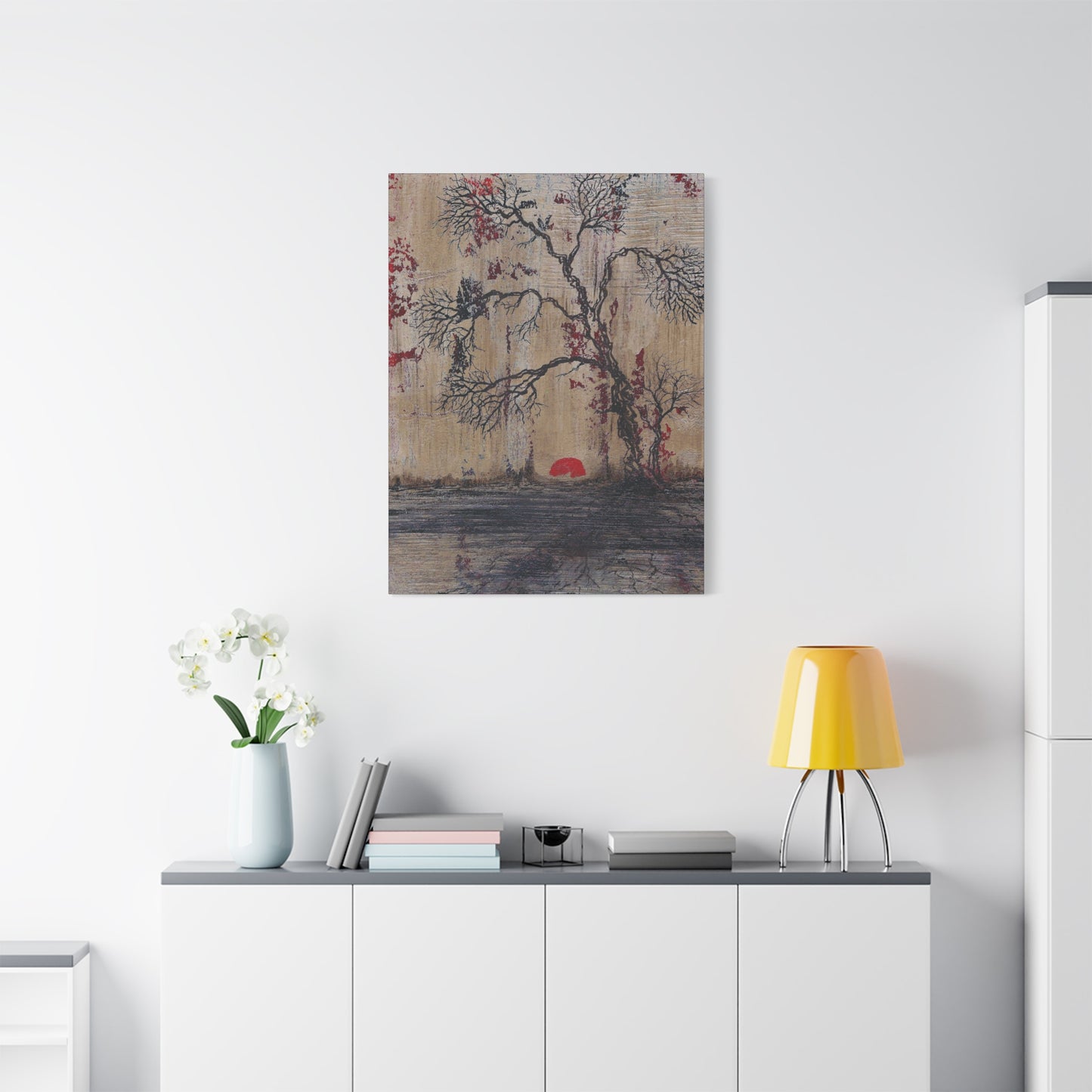 Titled "Daybreak" Bonsai Tree Abstract On Canvas