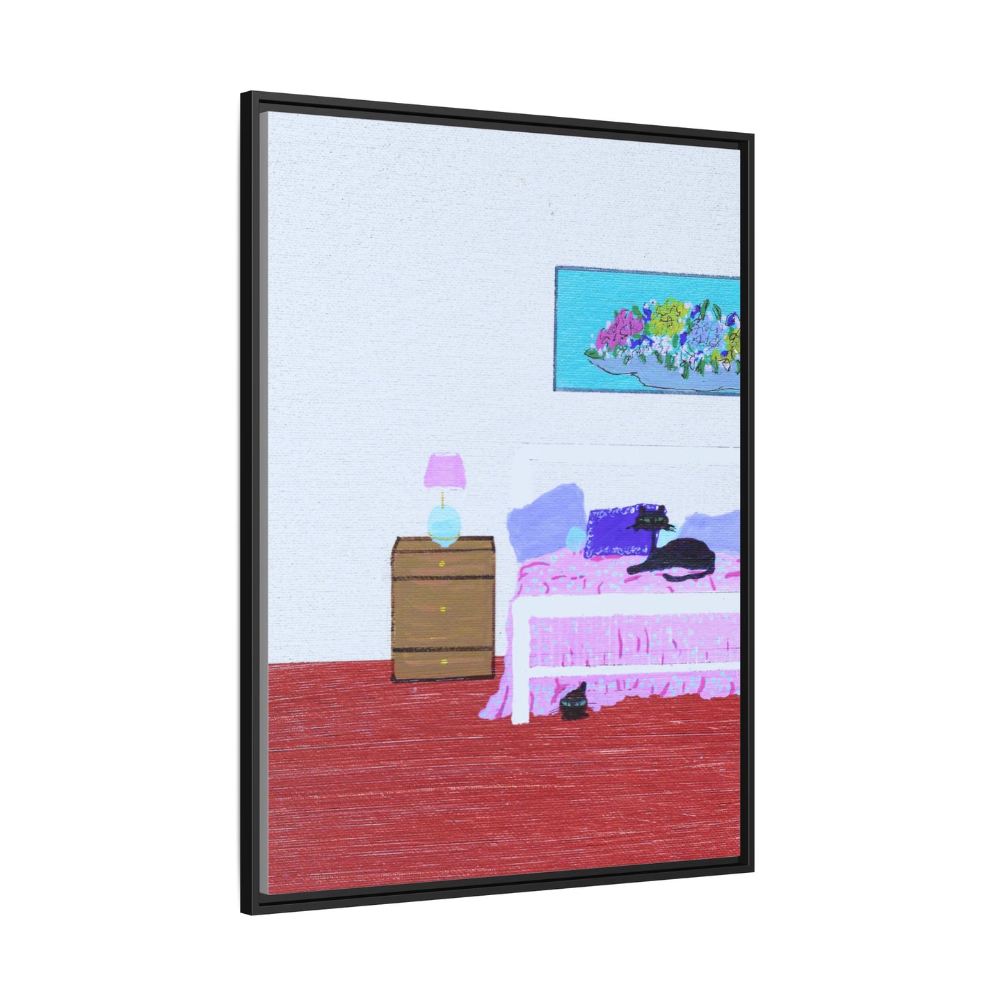 Bedroom Kitties Vintage Inspired Framed Canvas Print