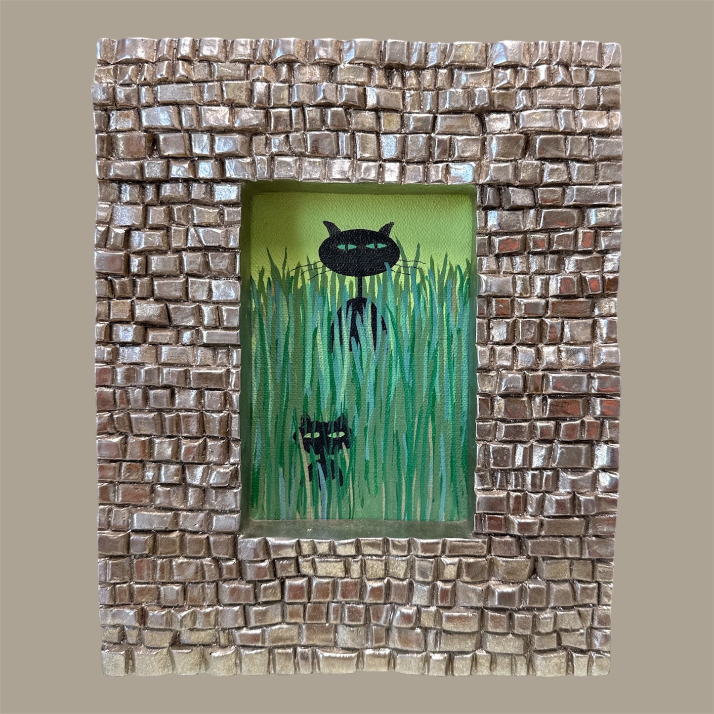 Jungle Kitty 1 Black Cat In Silver Frame