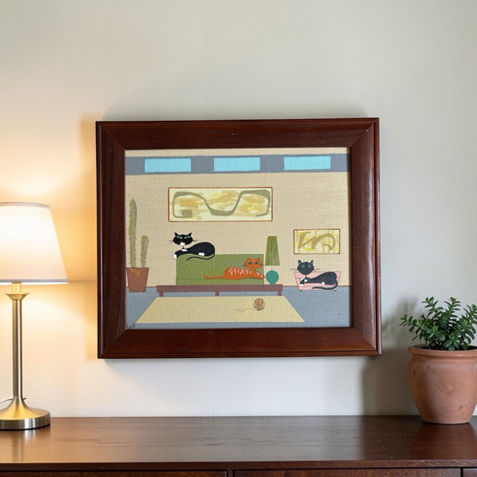 Original Painting – Three Cats on a Sofa – Vintage Cat Art – 8 x 10 Framed Cat Artwork – JLockeDesigns (Copy)