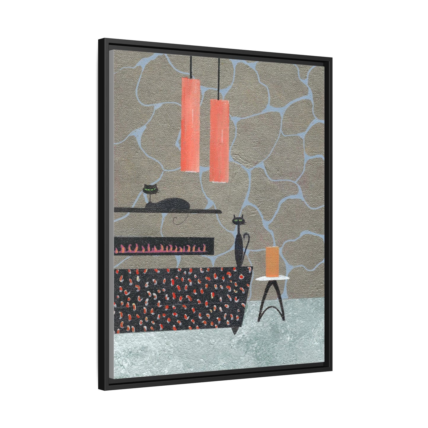 Fireplace Elegance Vintage Inspired Framed Canvas Print