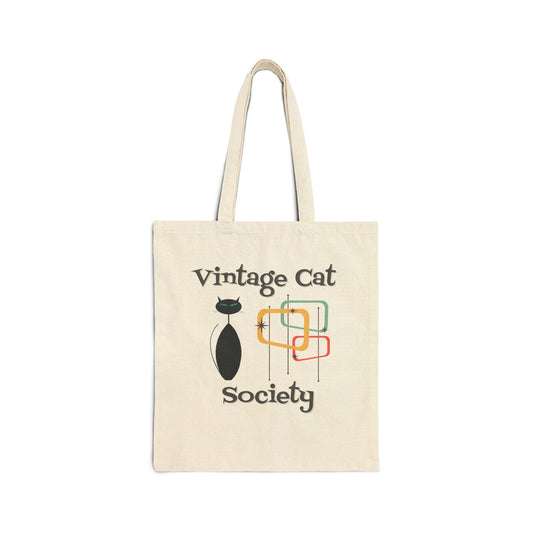 Vintage Cat Society Canvas Tote Bag