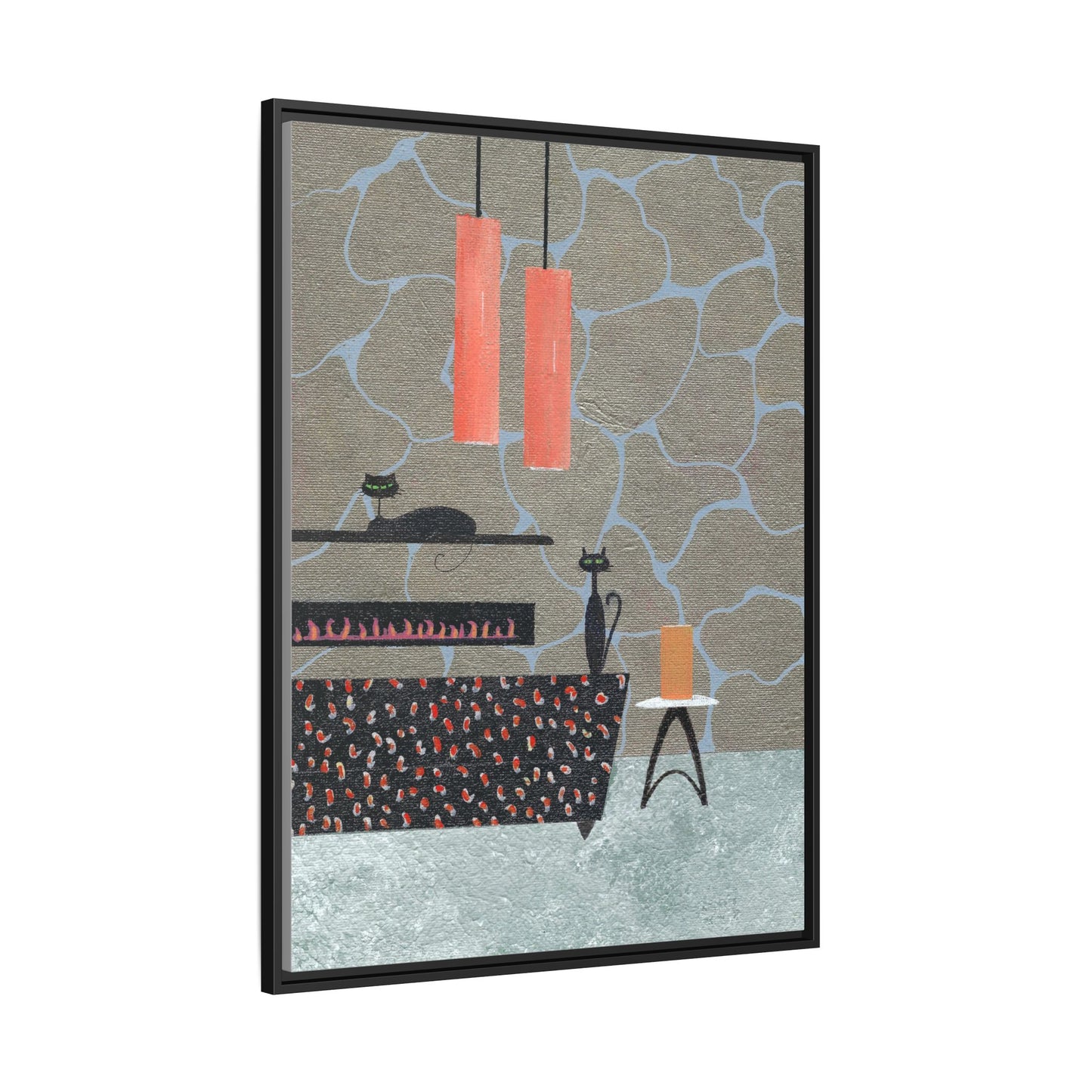 Fireplace Elegance Vintage Inspired Framed Canvas Print