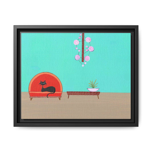 Mod Kitty Vintage Inspired  Framed Canvas Print