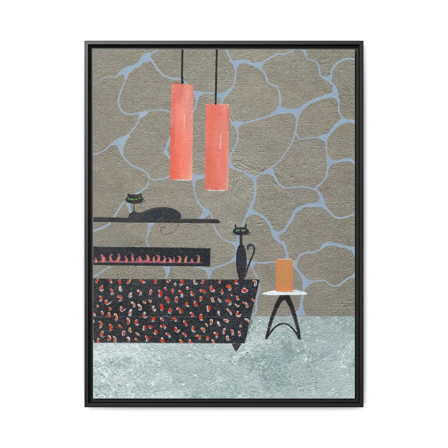 Fireplace Elegance Vintage Inspired Framed Canvas Print