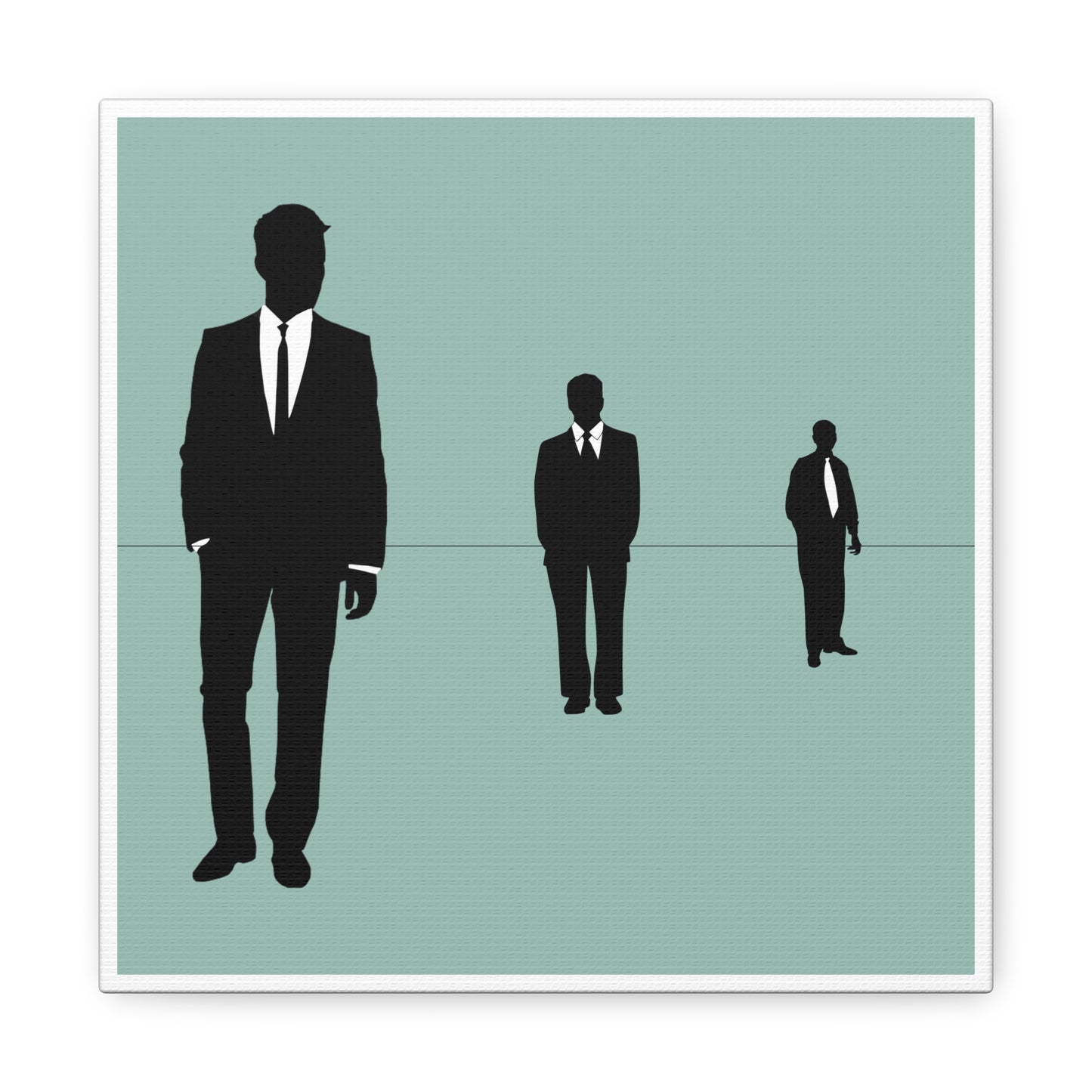 Retro Men 2 Retro Men Standing In Blue Background Canvas Art Print