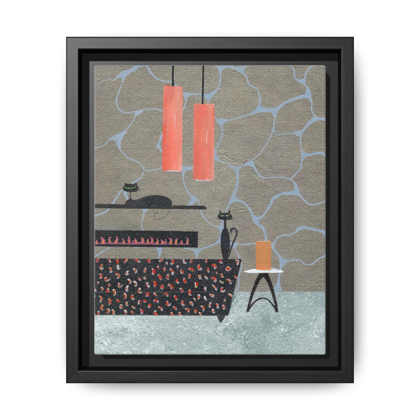 Fireplace Elegance Vintage Inspired Framed Canvas Print