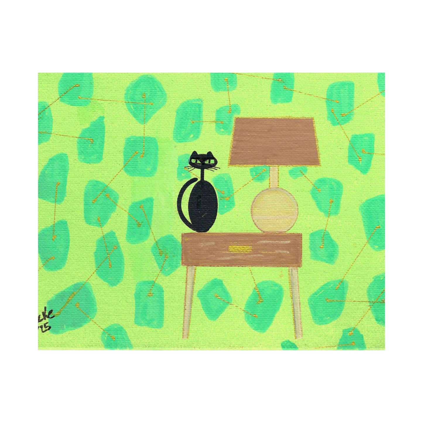 Poster - Vintage Inspired Cat Art Titled Table Lamp Table Kitty