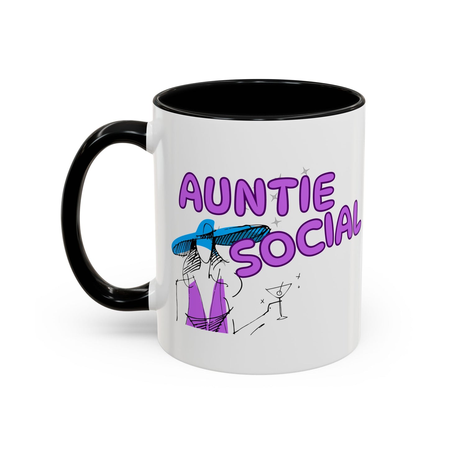 Auntie Social Is Here, Coffee Mug For The Socialite In The Family.