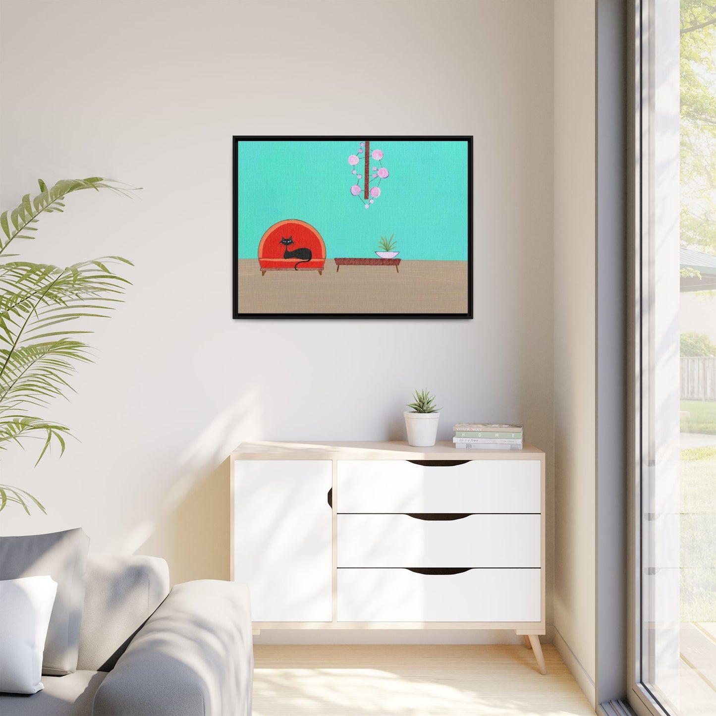 Mod Kitty Vintage Inspired  Framed Canvas Print