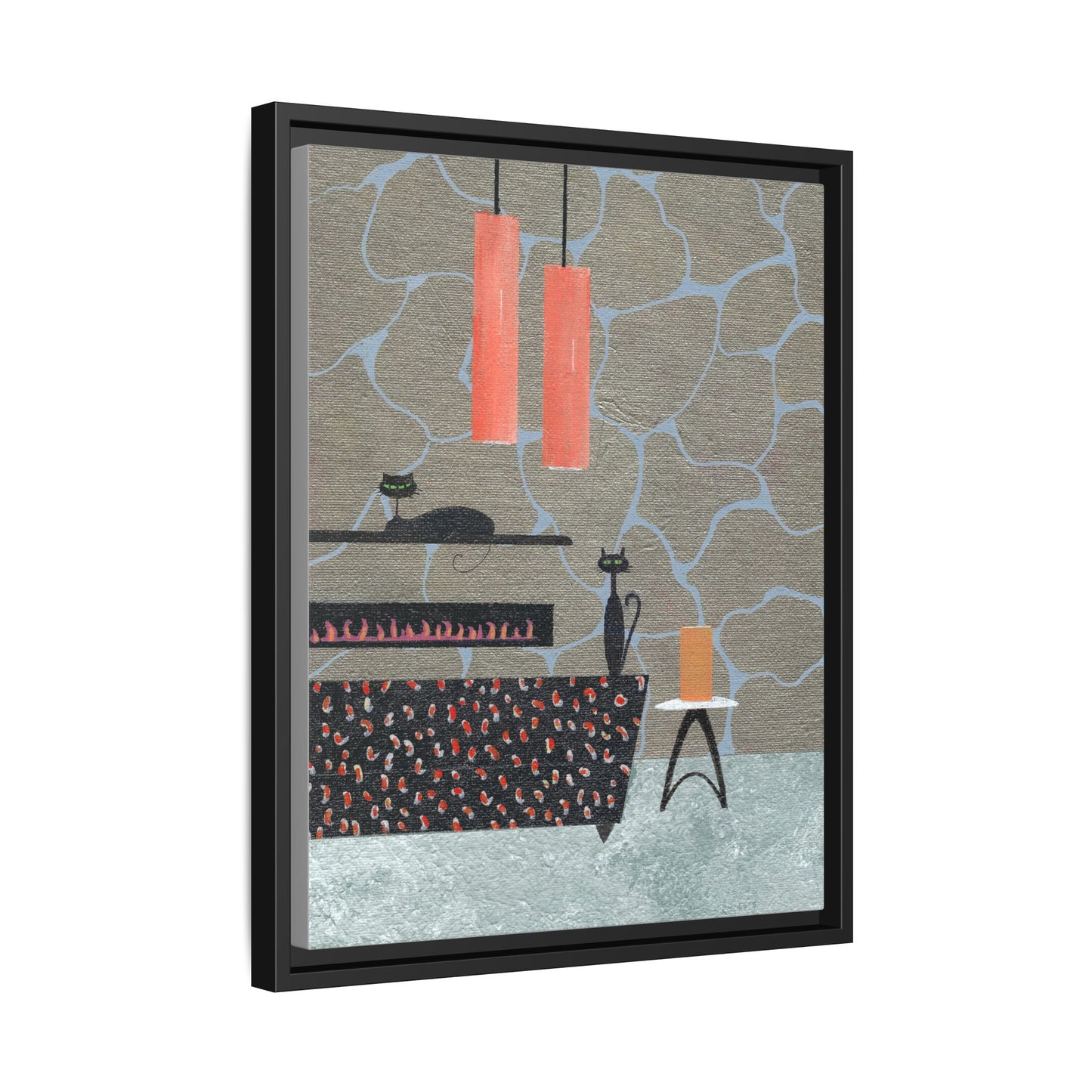 Fireplace Elegance Vintage Inspired Framed Canvas Print