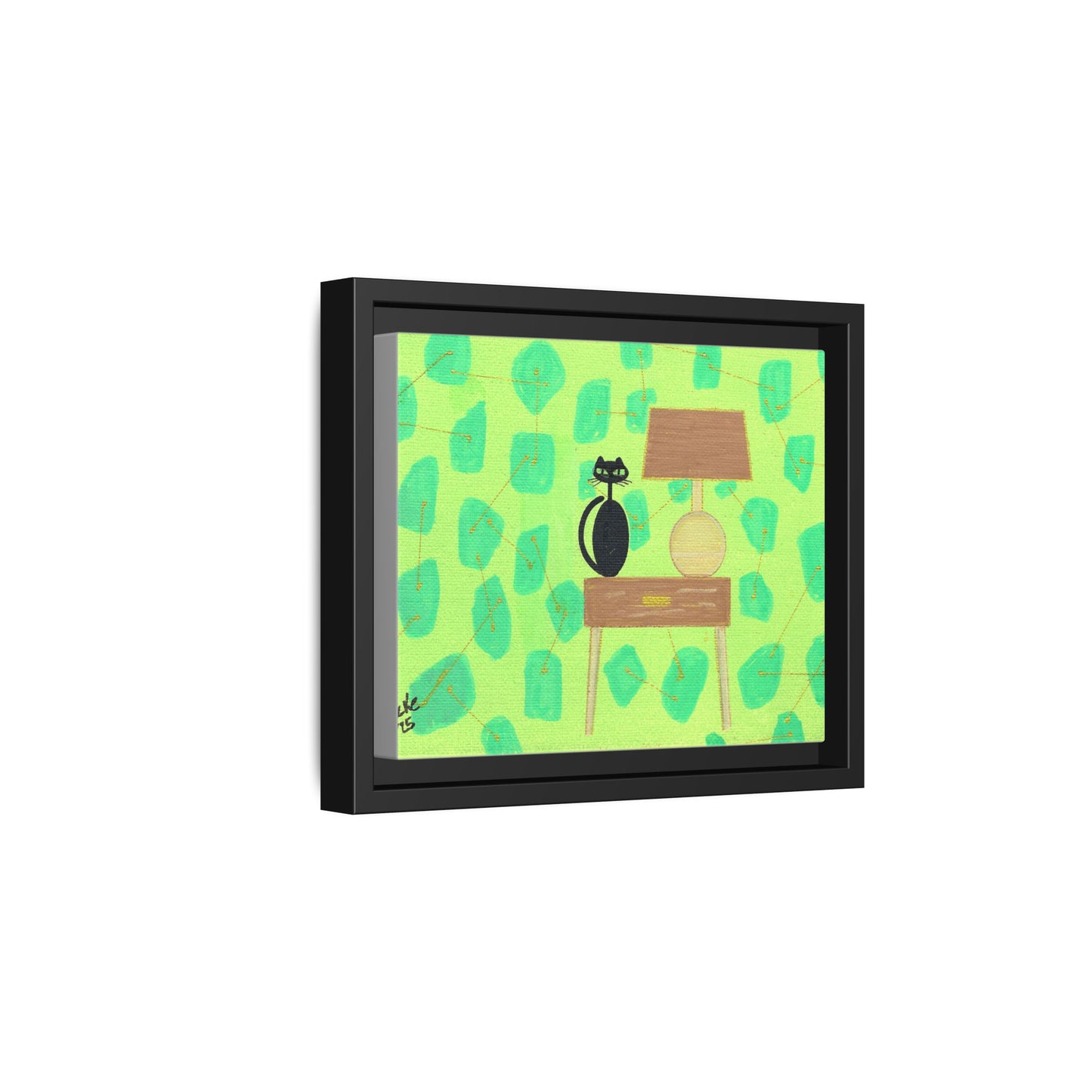 Table Lamp Table Kitty Vintage Inspired Framed Canvas Print