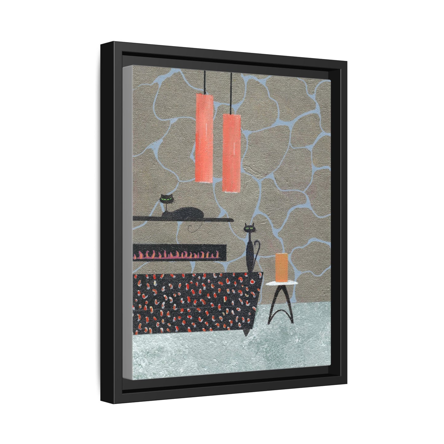 Fireplace Elegance Vintage Inspired Framed Canvas Print