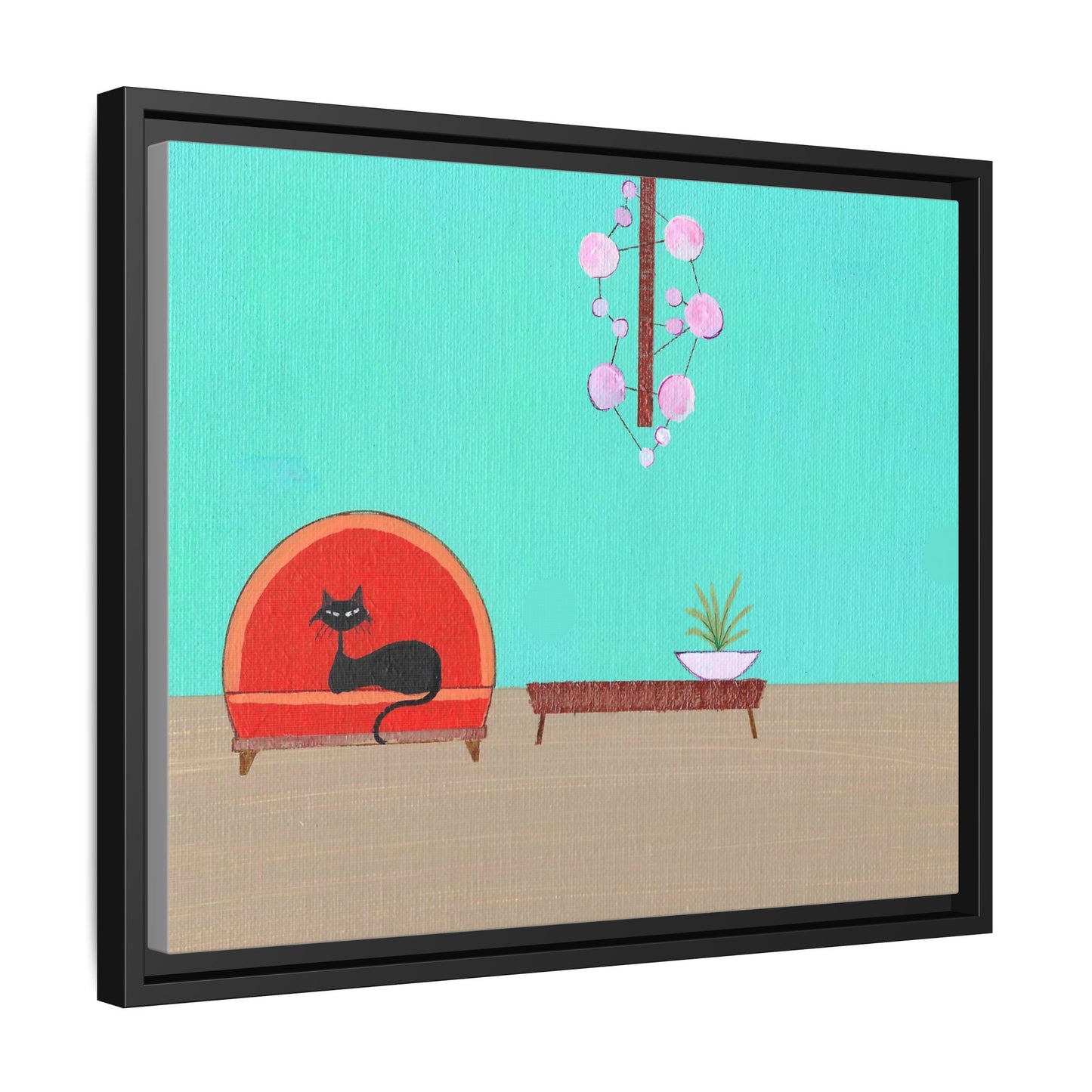 Mod Kitty Vintage Inspired  Framed Canvas Print
