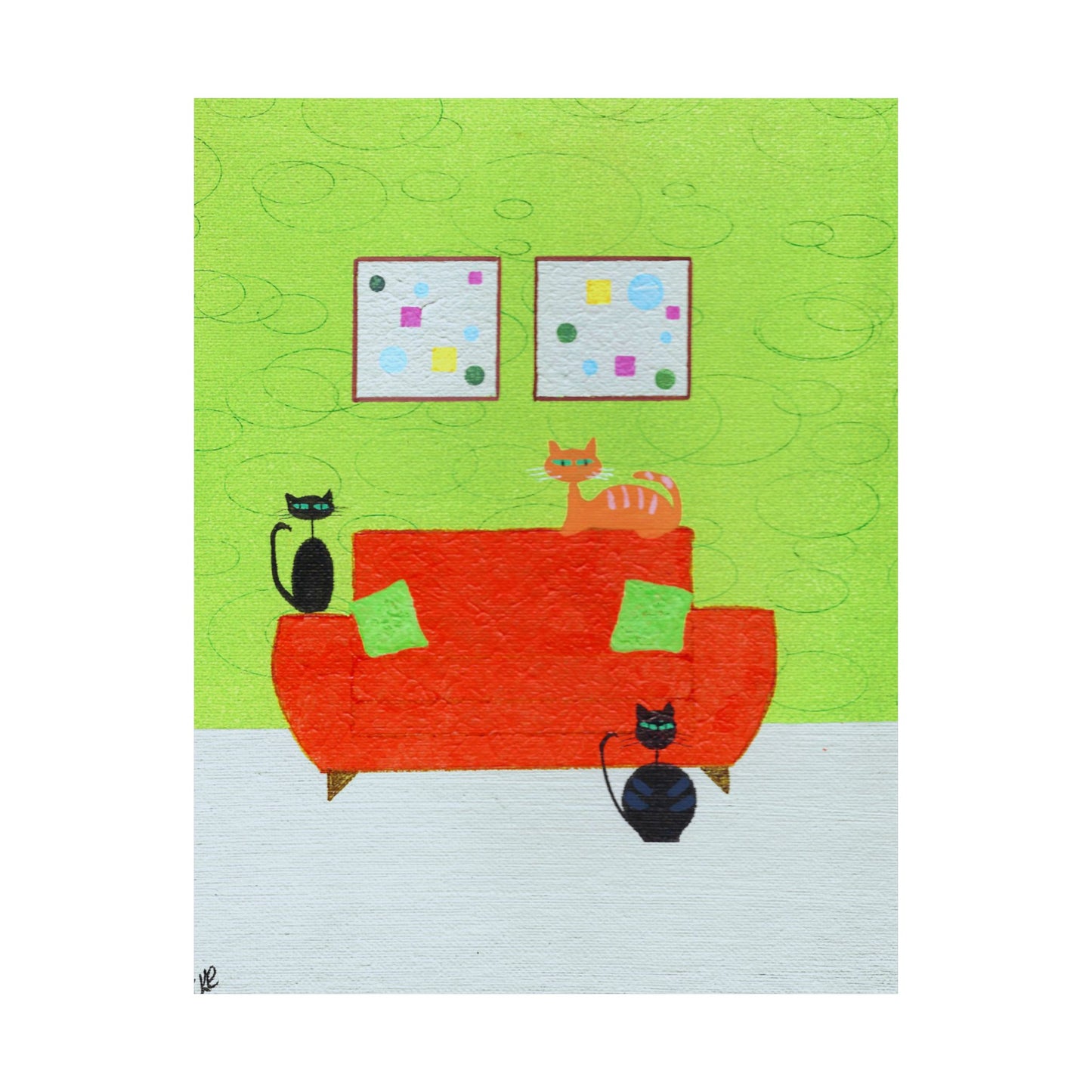 Poster - Vintage Inspired Cat Art Titled Triple Threat