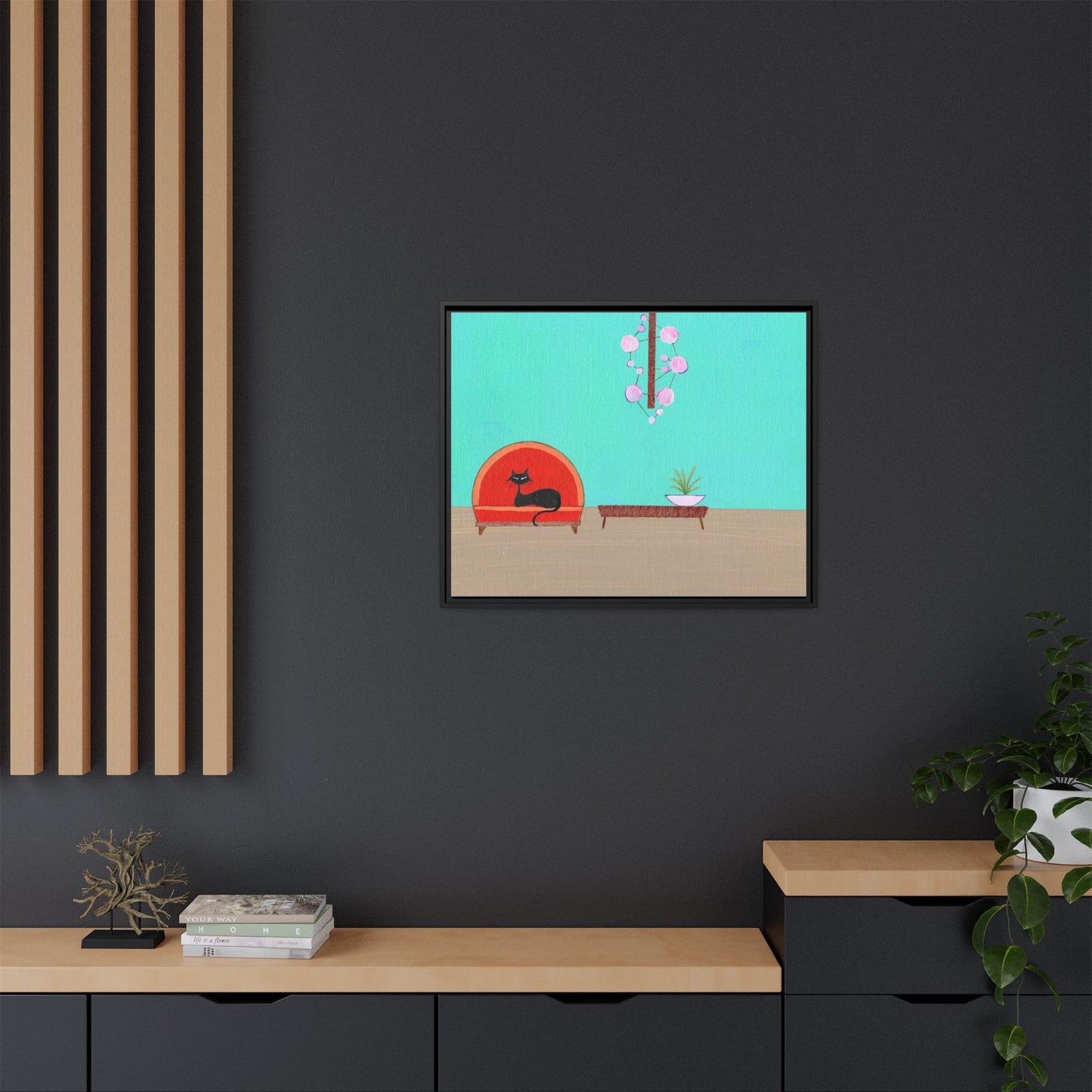 Mod Kitty Vintage Inspired  Framed Canvas Print