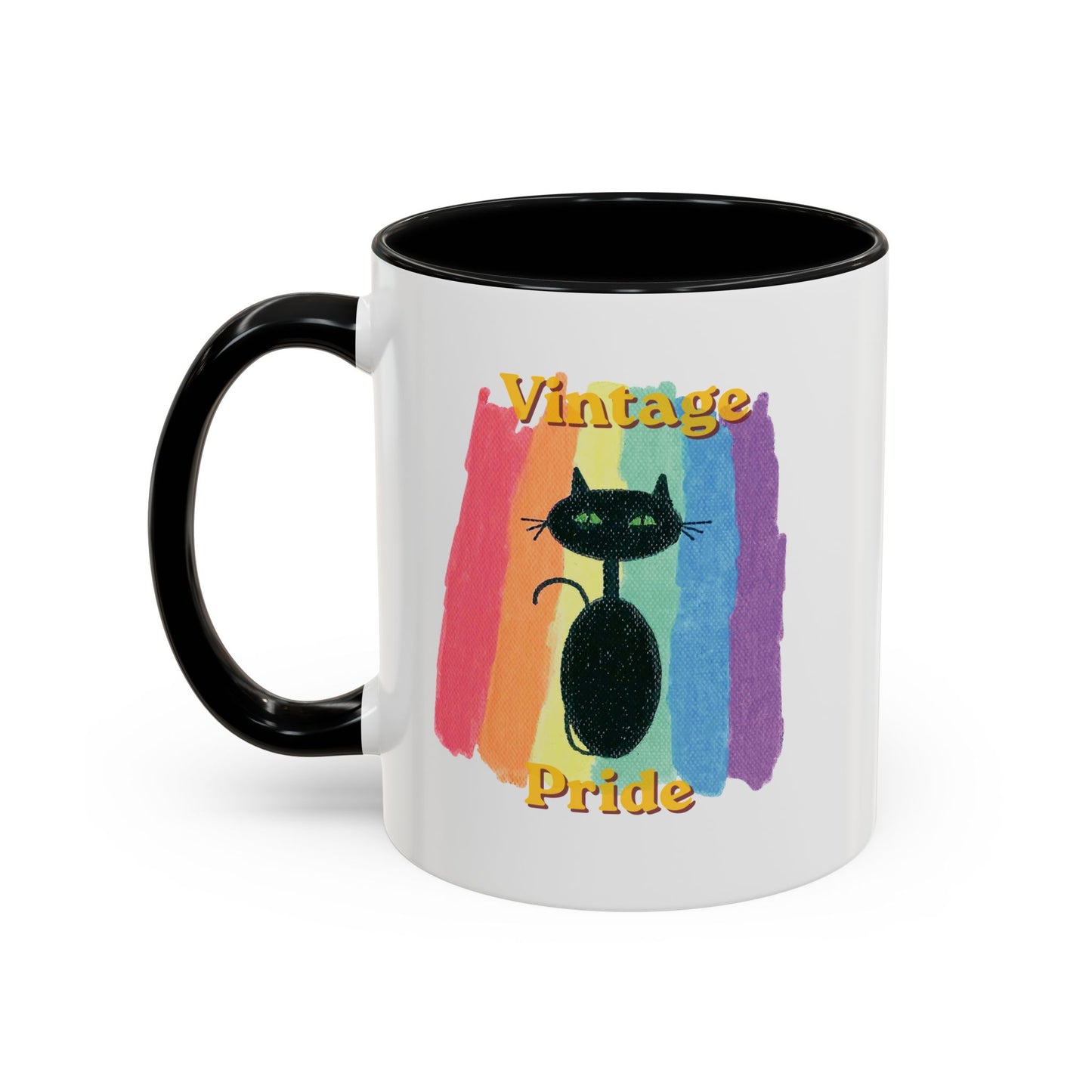 Vintage Pride Black Cat Accent Coffee Mug — 11/15oz — 1970's Vintage Pride — JLockeDesigns