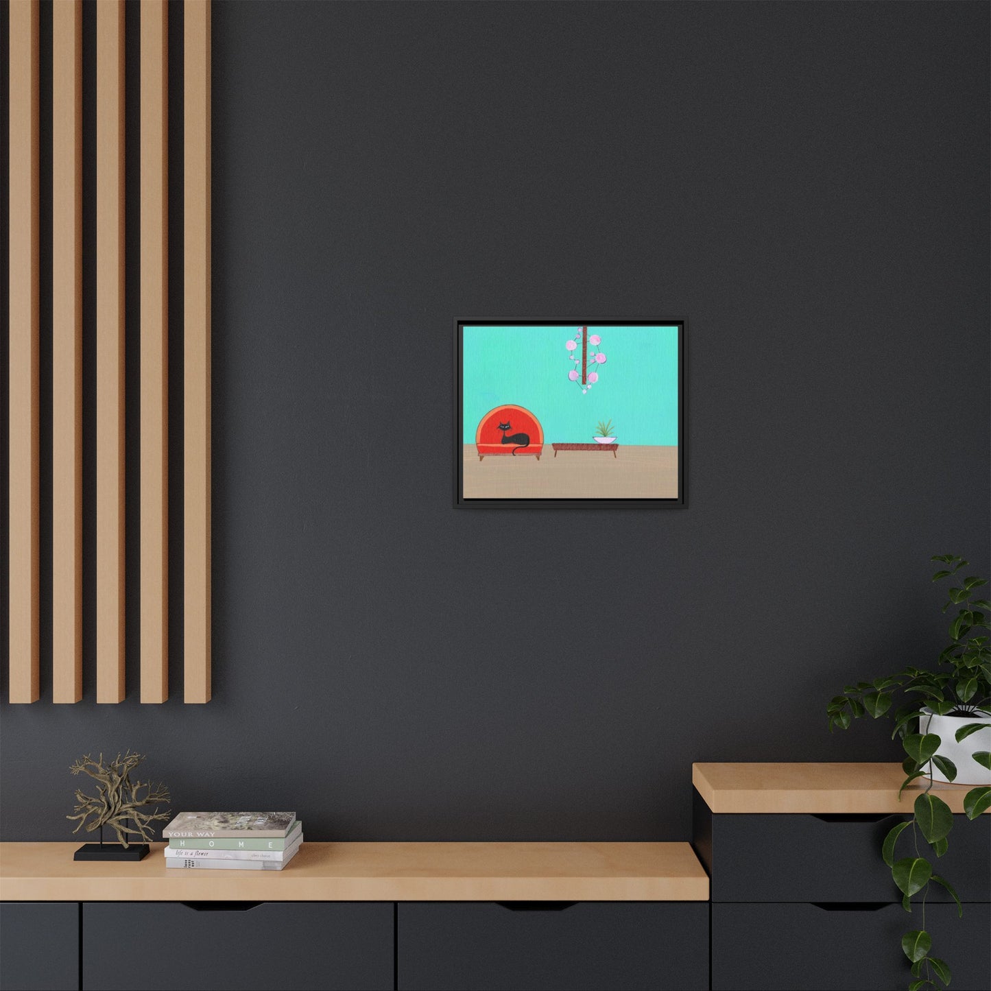 Mod Kitty Vintage Inspired  Framed Canvas Print