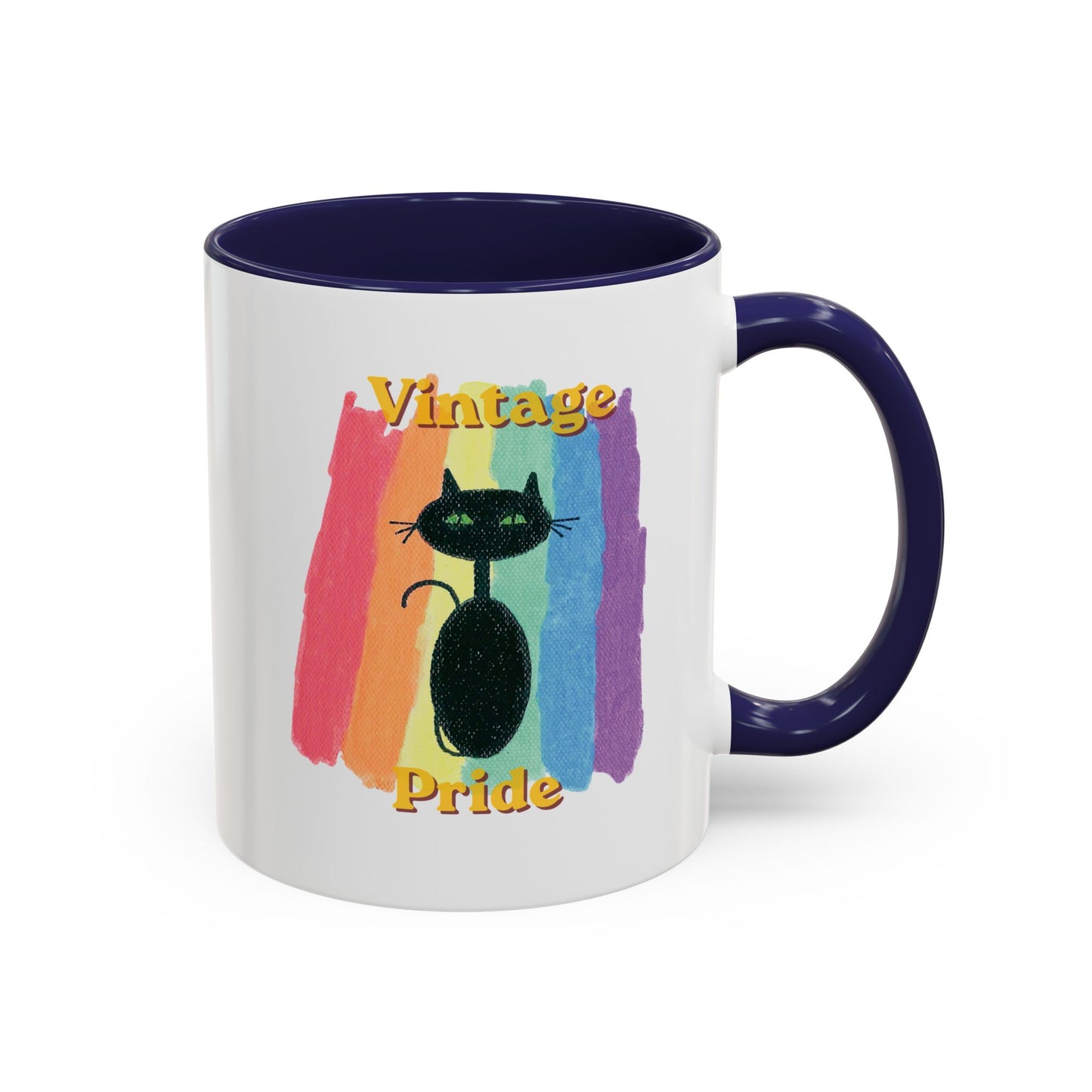 Vintage Pride Black Cat Accent Coffee Mug — 11/15oz — 1970's Vintage Pride — JLockeDesigns
