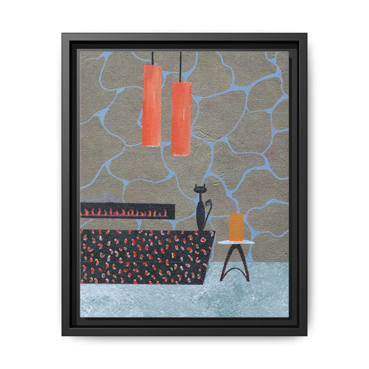 Fireplace Elegance Vintage Inspired Framed Canvas Print