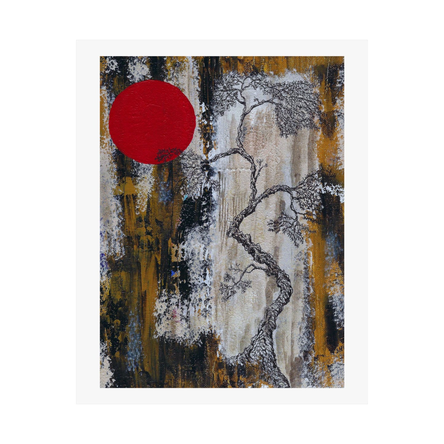 Titled "Red Moon Rising" Art Print on Paper In 4 sizes