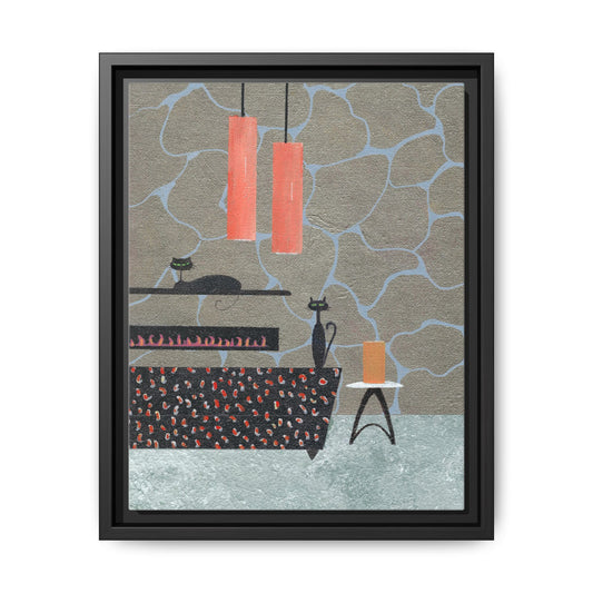 Fireplace Elegance Vintage Inspired Framed Canvas Print