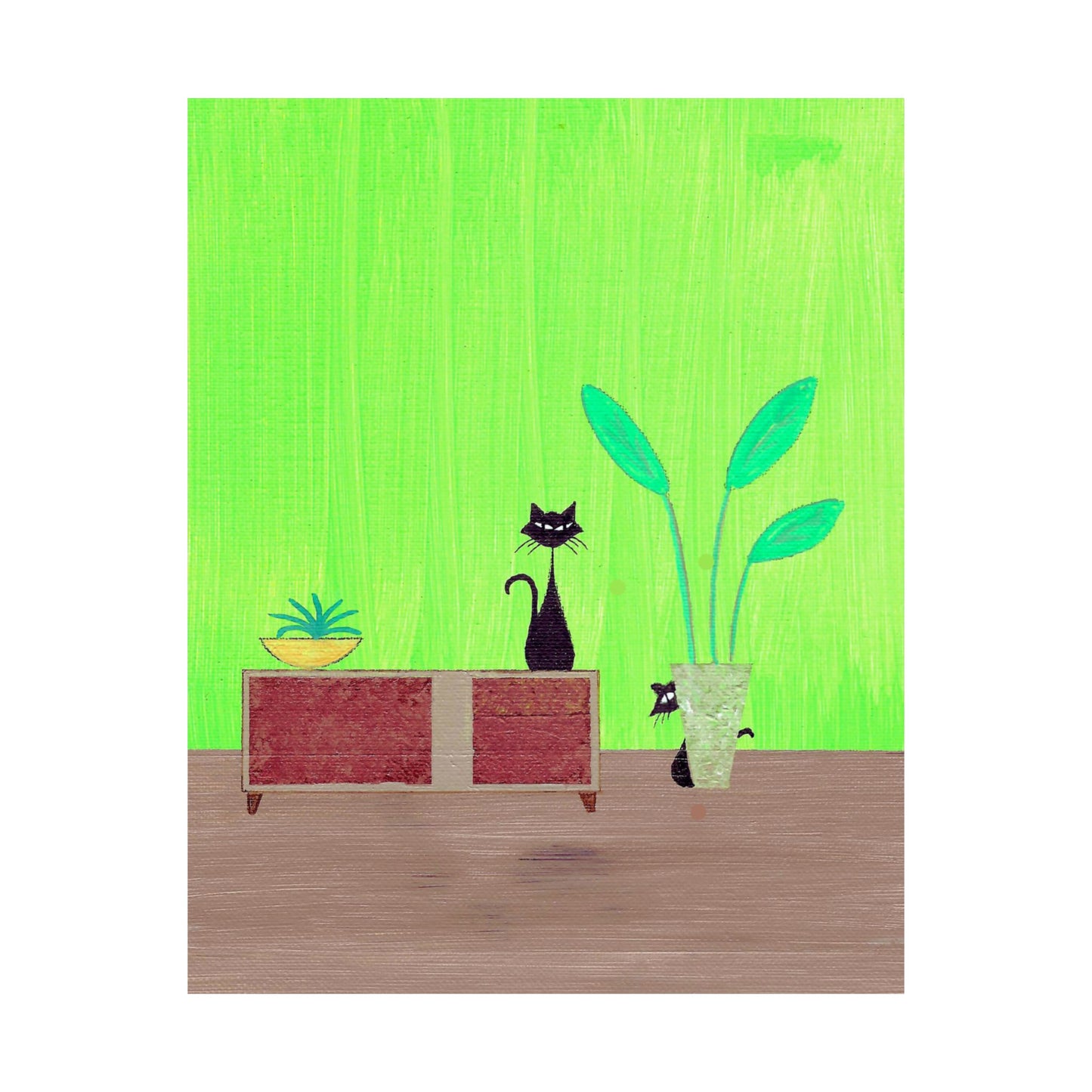 Poster - Vintage Inspired Cat Art Titled Peek-A-Boo