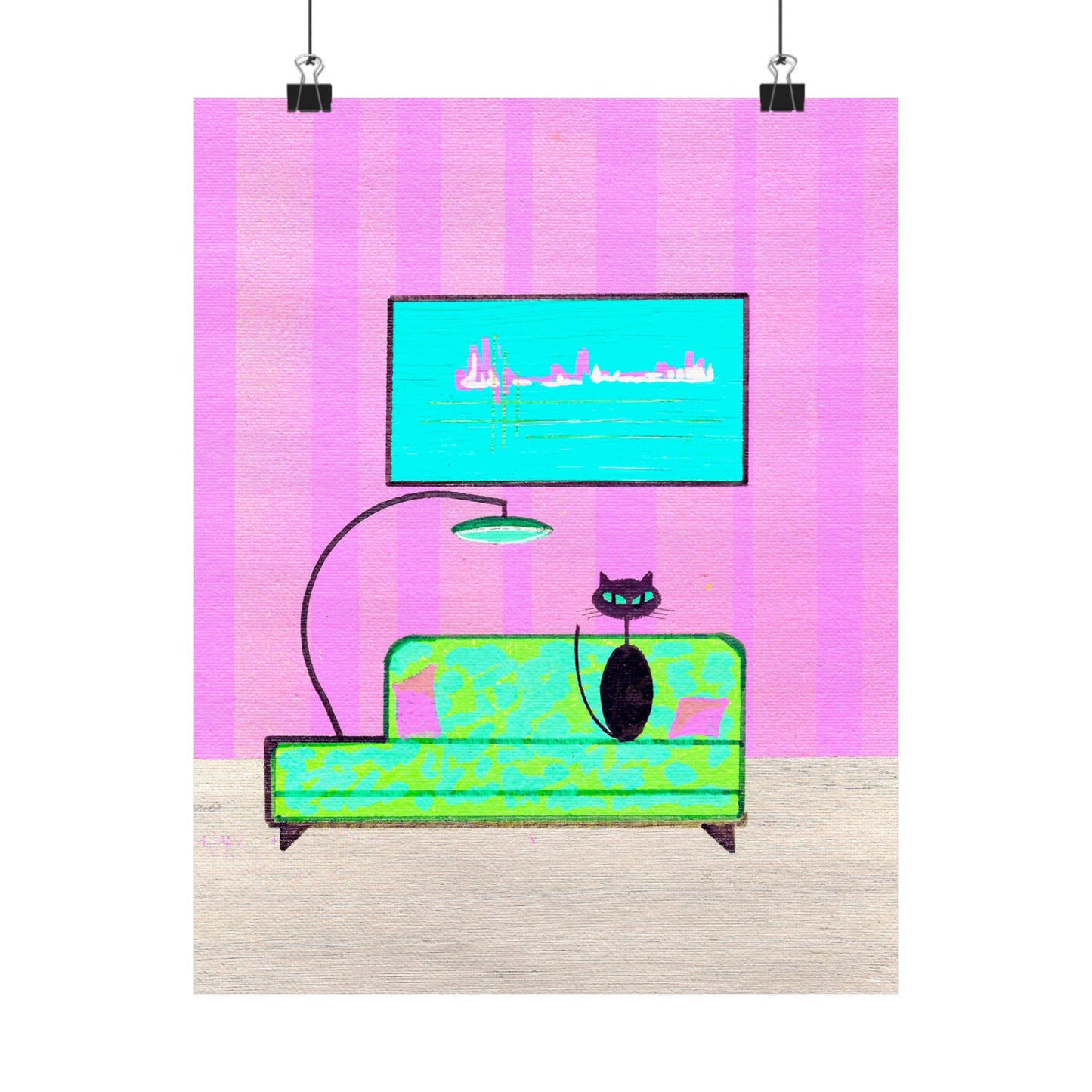 Poster - Vintage Inspired Cat Art Titled In the Spotlight