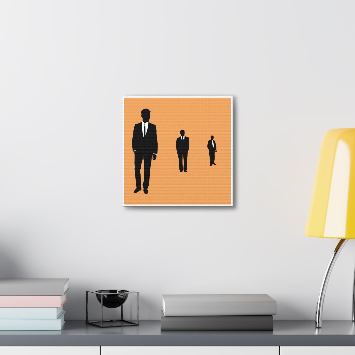 Retro Men 3 Retro Men Standing In Peach Background Canvas Art Print