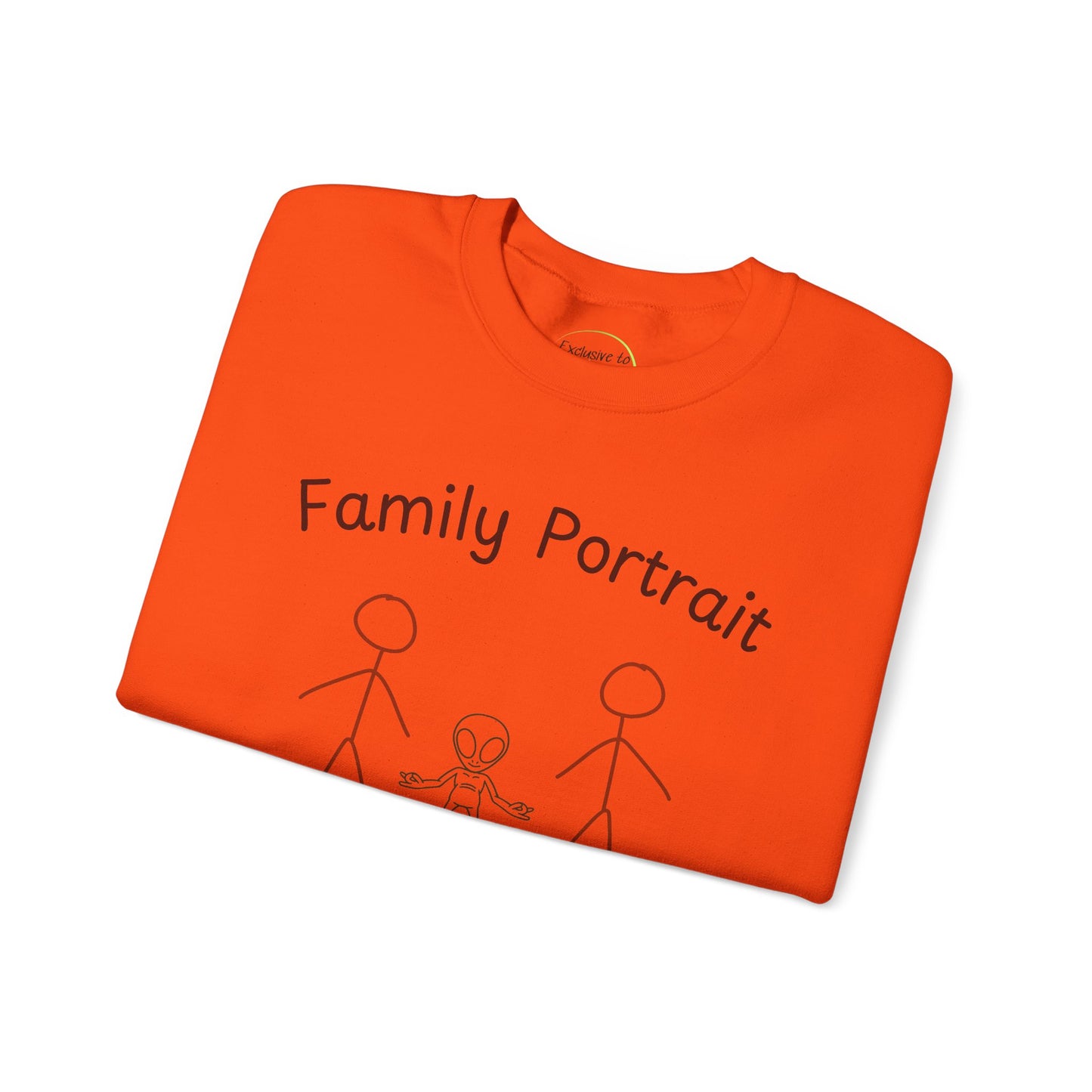 Family Portrait With Stick Figures And Alien Funny Family Sweatshirt