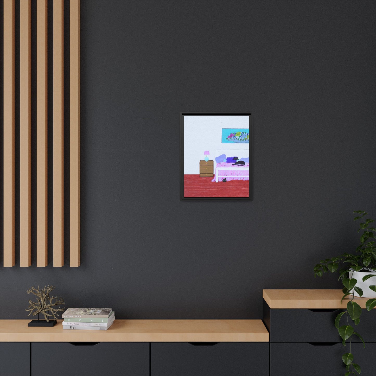 Bedroom Kitties Vintage Inspired Framed Canvas Print