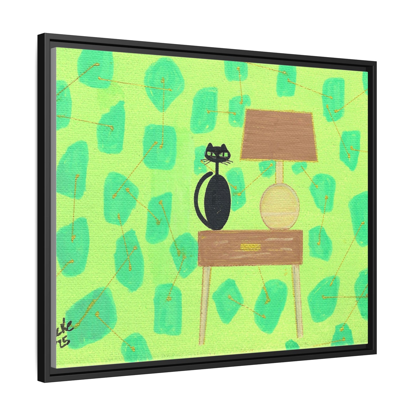 Table Lamp Table Kitty Vintage Inspired Framed Canvas Print