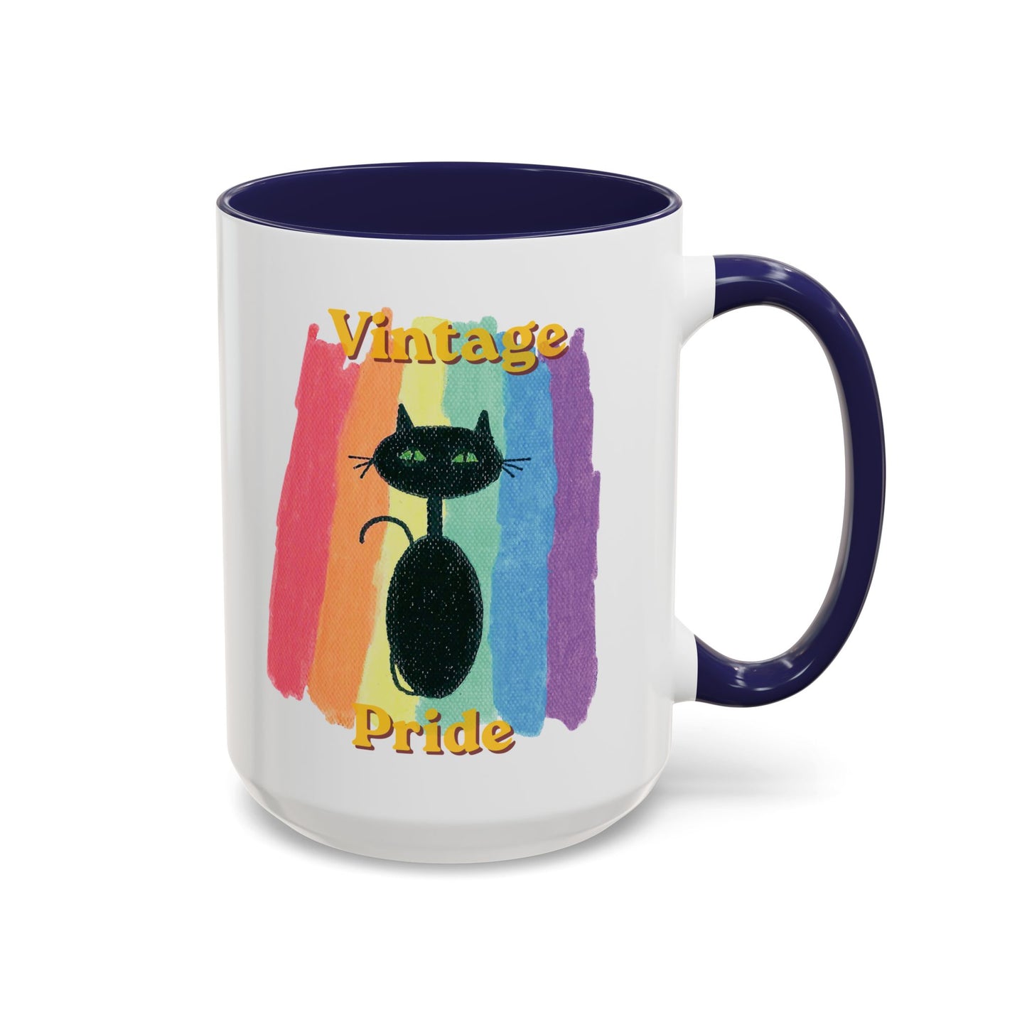 Vintage Pride Black Cat Accent Coffee Mug — 11/15oz — 1970's Vintage Pride — JLockeDesigns