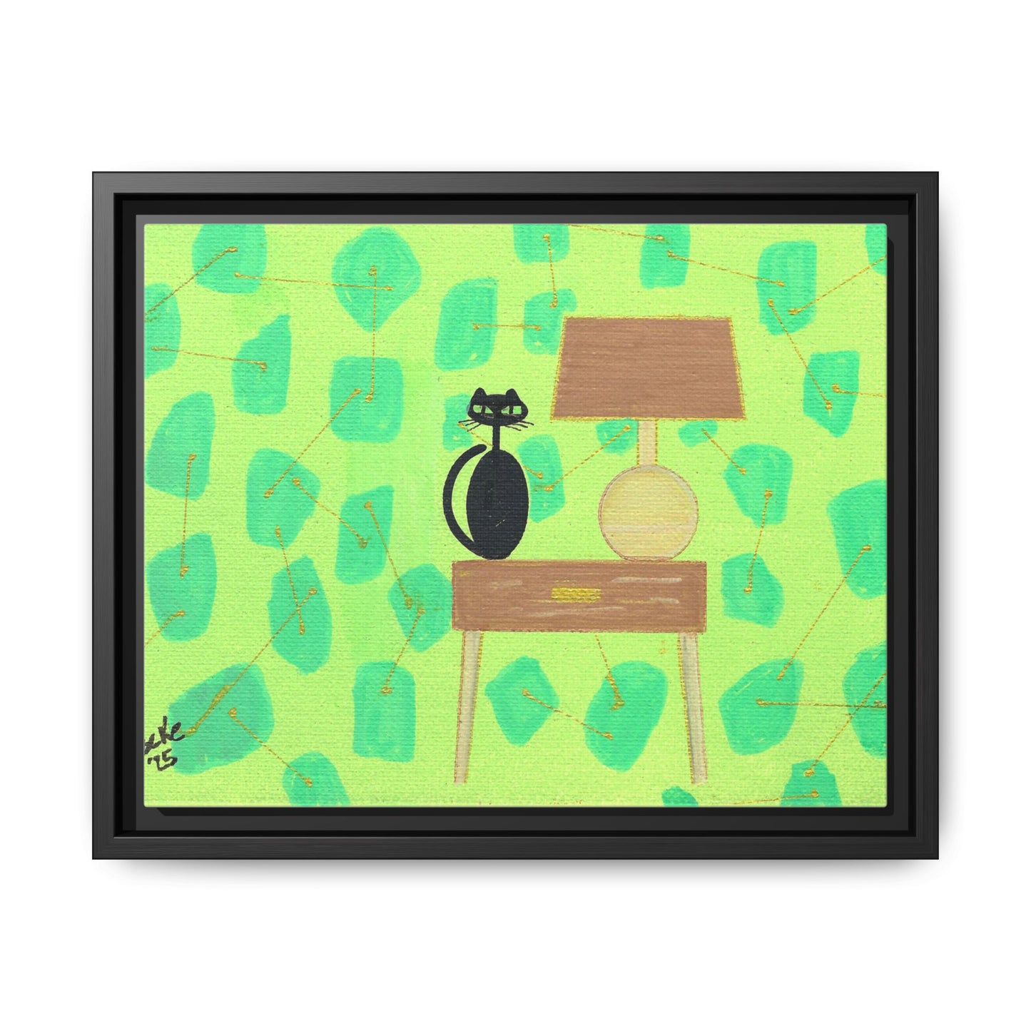 Table Lamp Table Kitty Vintage Inspired Framed Canvas Print