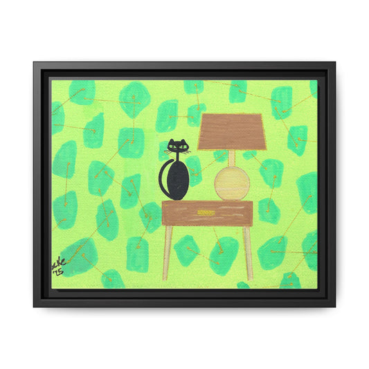 Table Lamp Table Kitty Vintage Inspired Framed Canvas Print