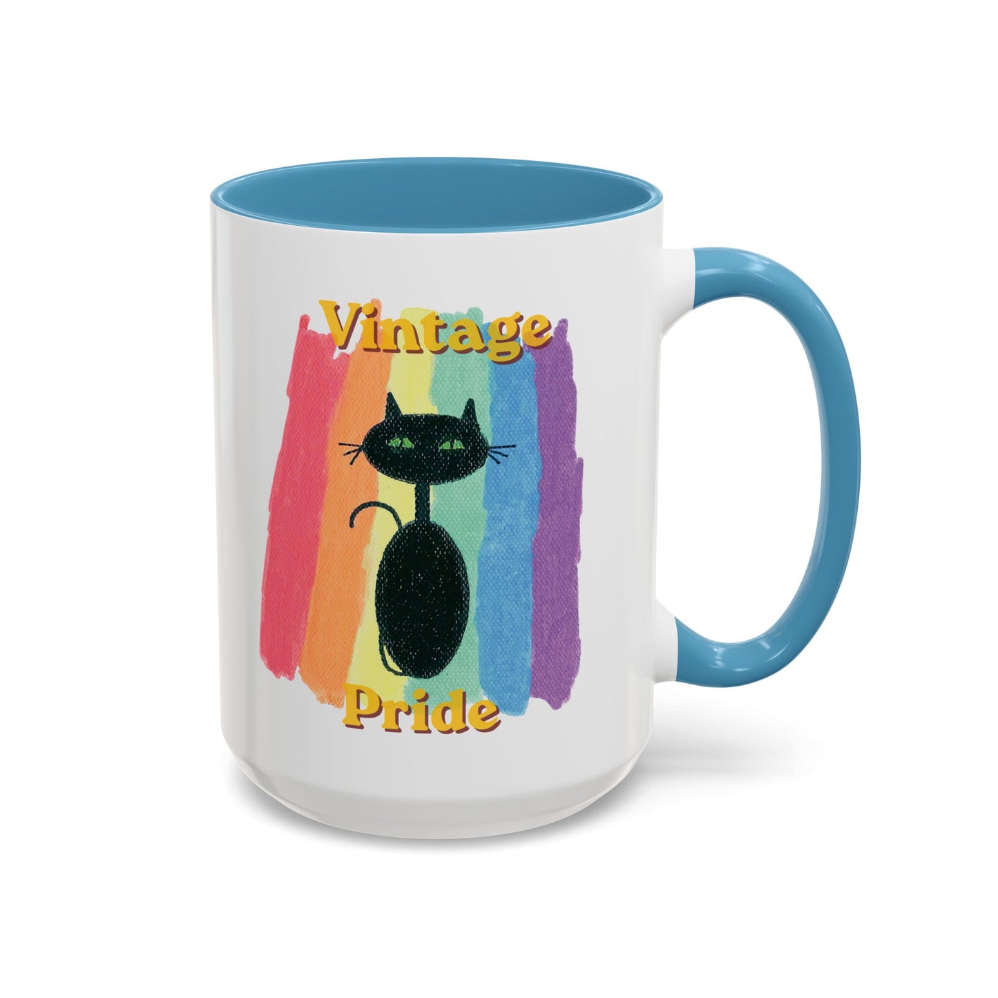 Vintage Pride Black Cat Accent Coffee Mug — 11/15oz — 1970's Vintage Pride — JLockeDesigns