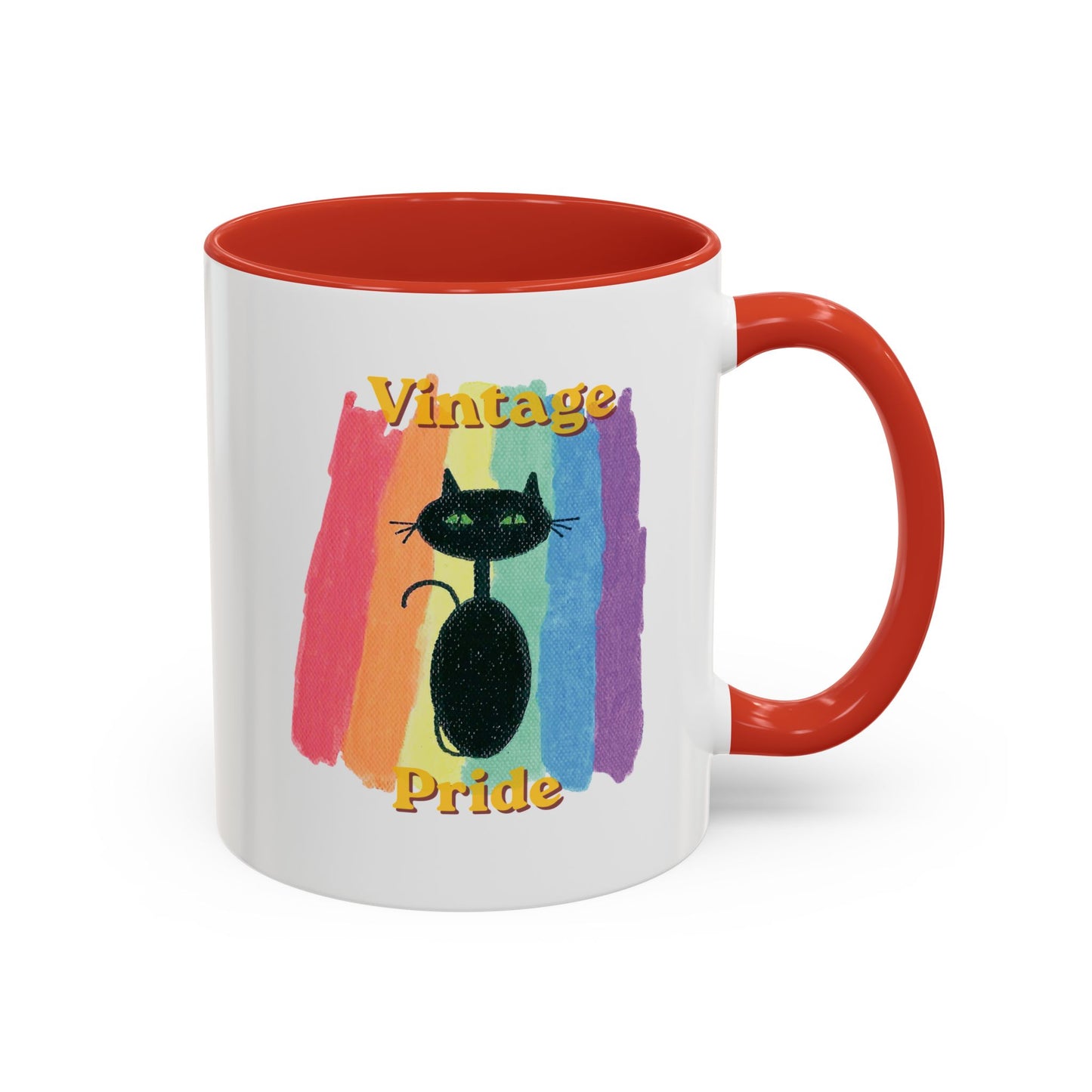 Vintage Pride Black Cat Accent Coffee Mug — 11/15oz — 1970's Vintage Pride — JLockeDesigns