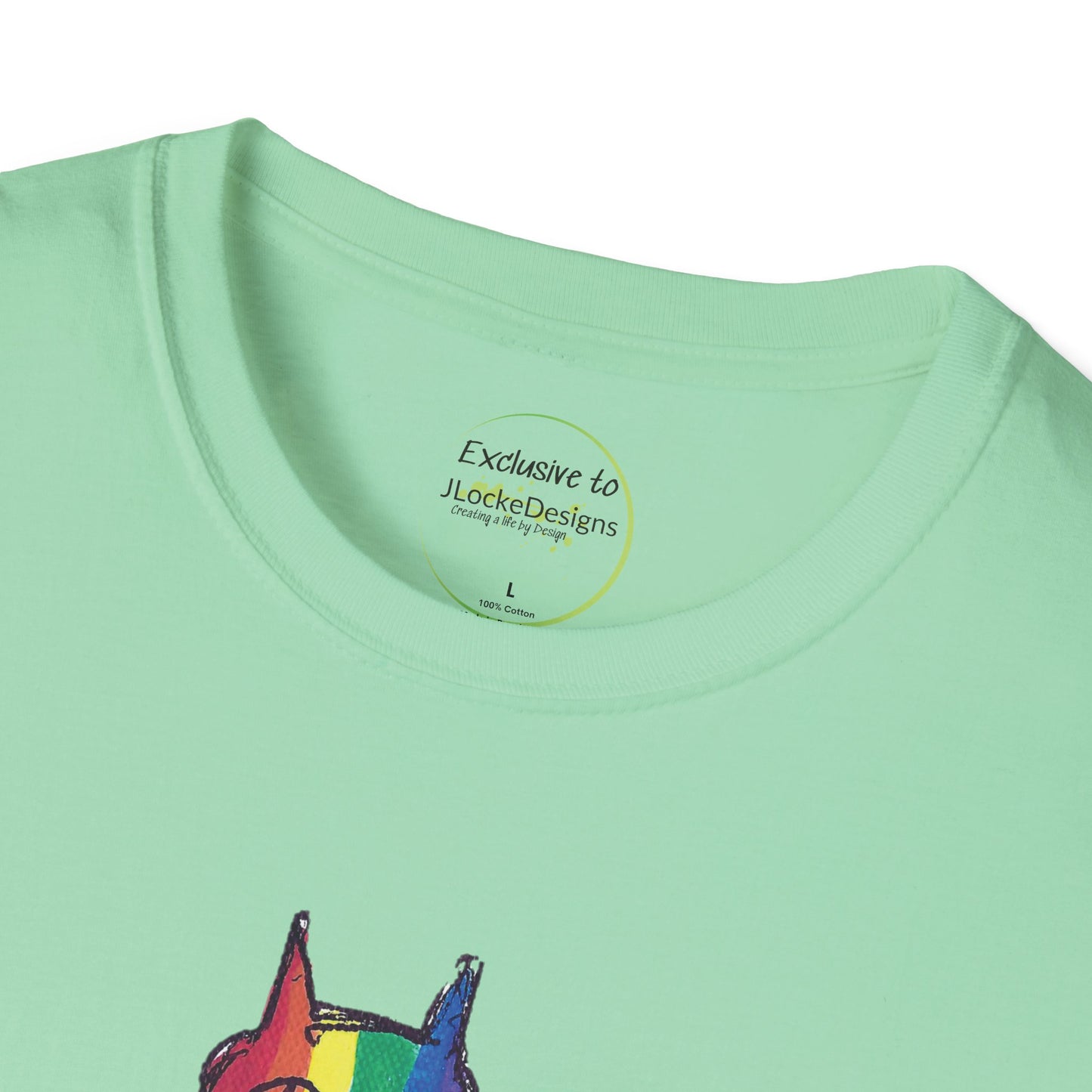 Pride Celebration Feline T‑Shirt – Rainbow Cat Graphic Tee – Mid‑Century Retro Style -JLockeDesgins