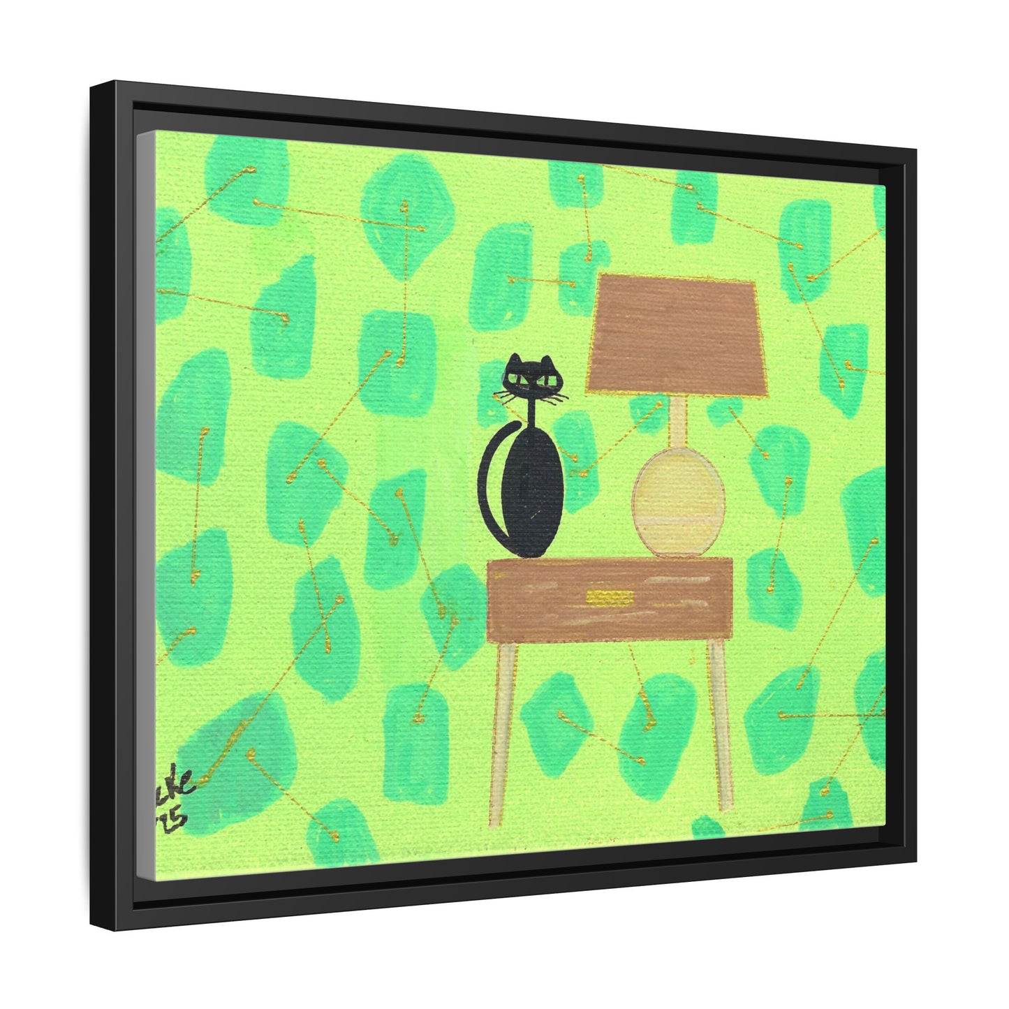 Table Lamp Table Kitty Vintage Inspired Framed Canvas Print