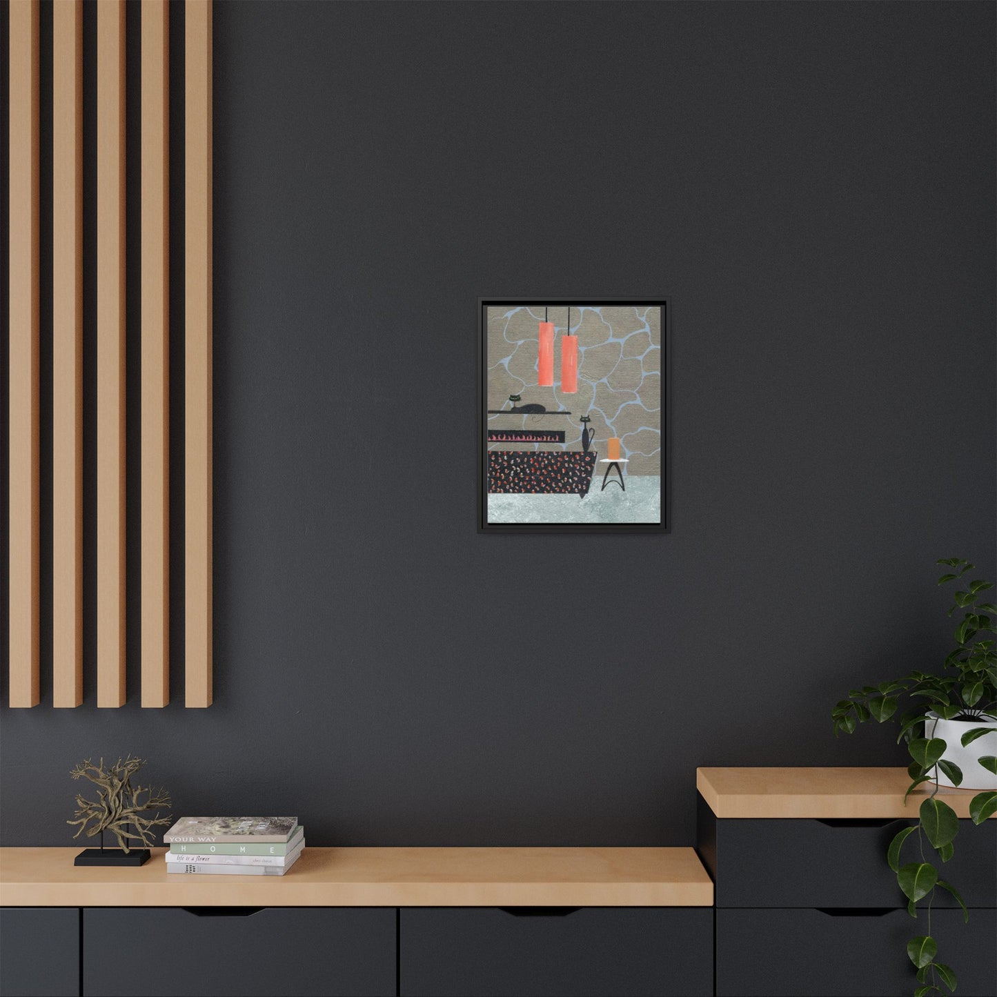 Fireplace Elegance Vintage Inspired Framed Canvas Print