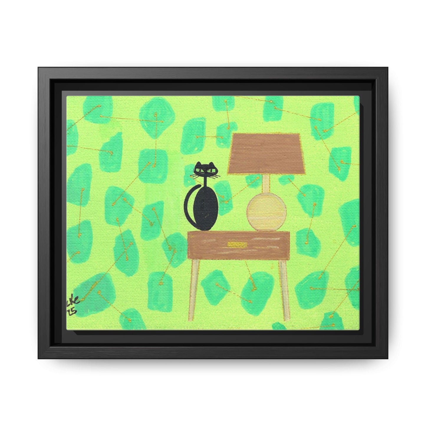 Table Lamp Table Kitty Vintage Inspired Framed Canvas Print