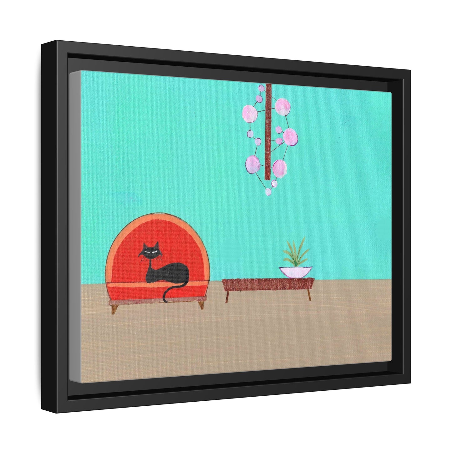 Mod Kitty Vintage Inspired  Framed Canvas Print