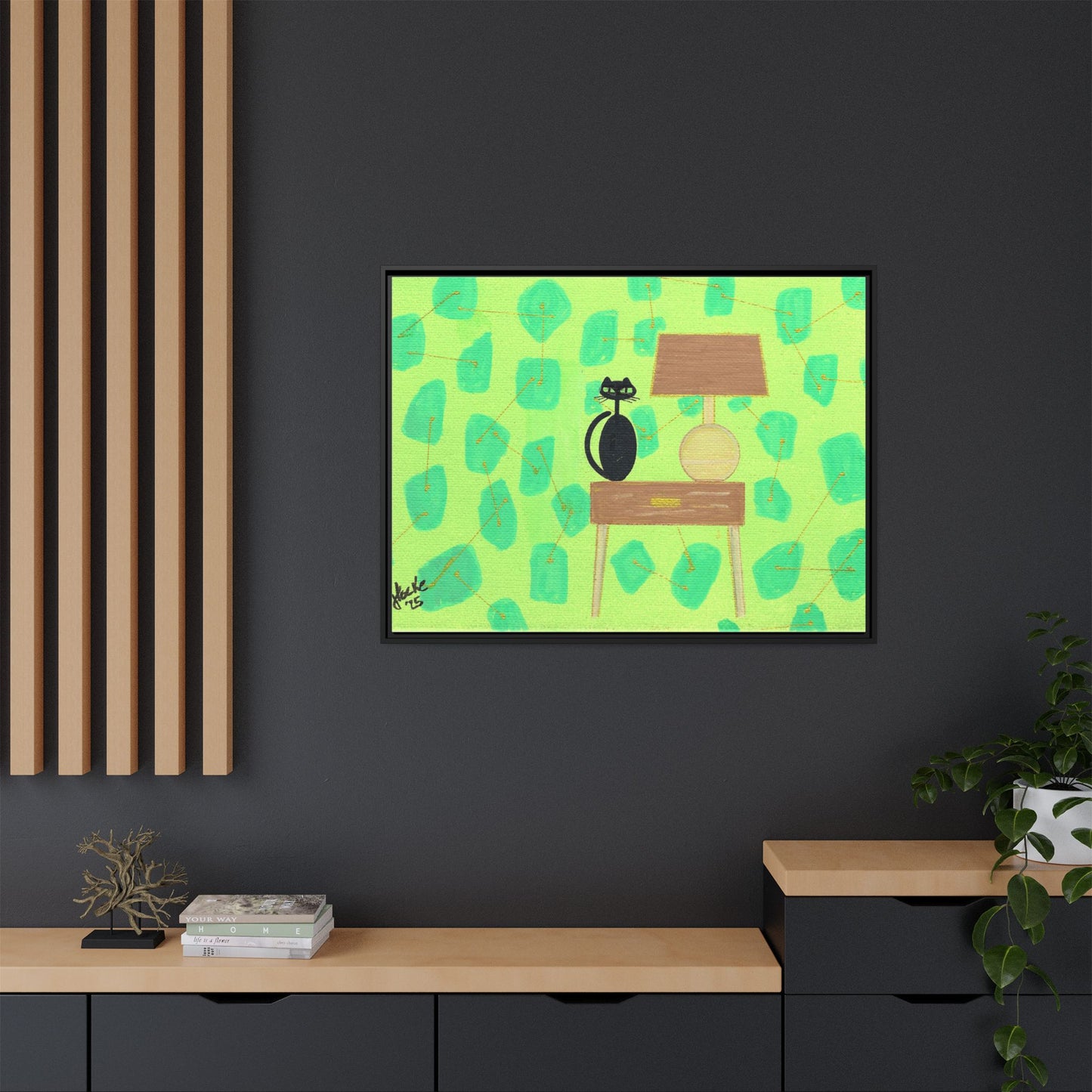 Table Lamp Table Kitty Vintage Inspired Framed Canvas Print