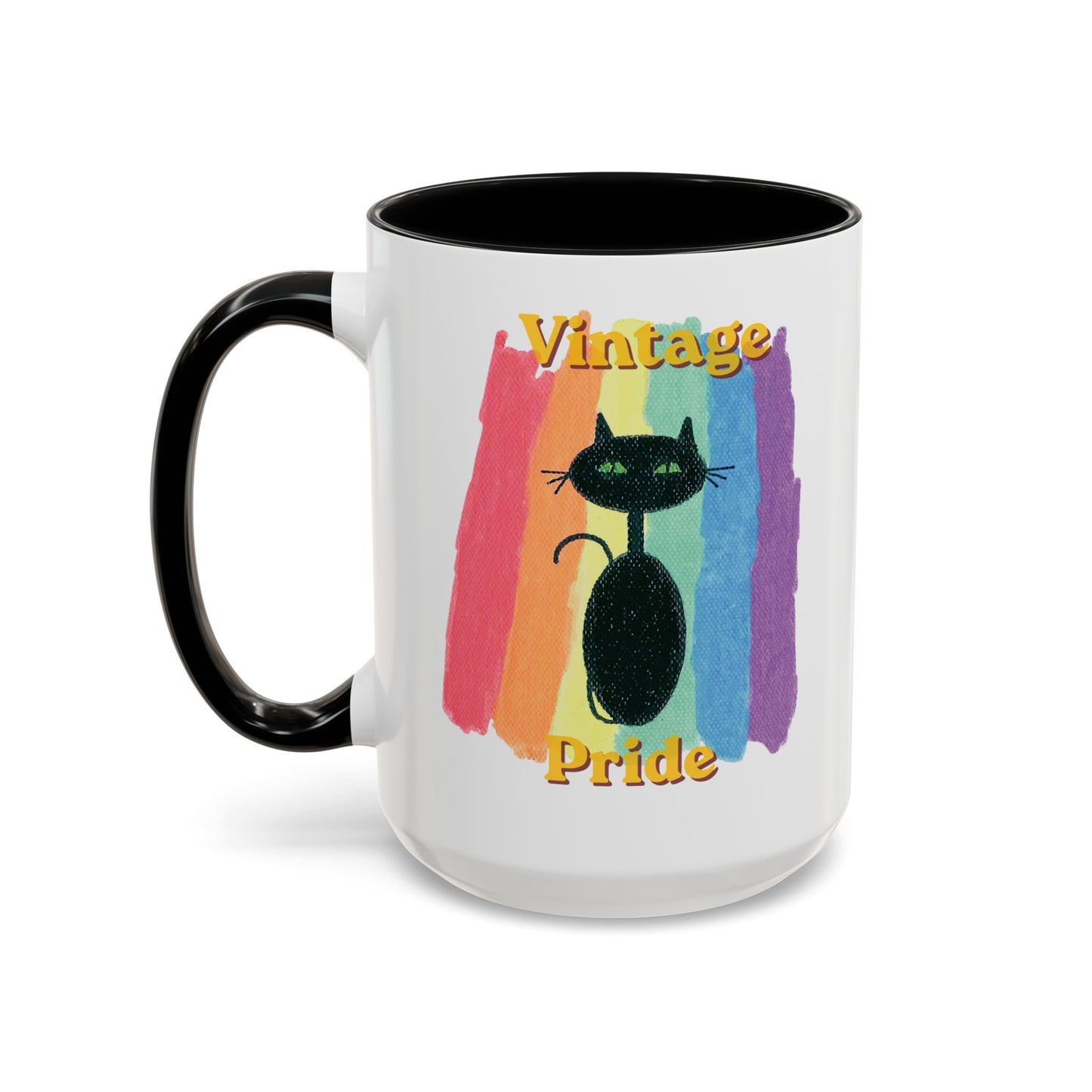 Vintage Pride Black Cat Accent Coffee Mug — 11/15oz — 1970's Vintage Pride — JLockeDesigns