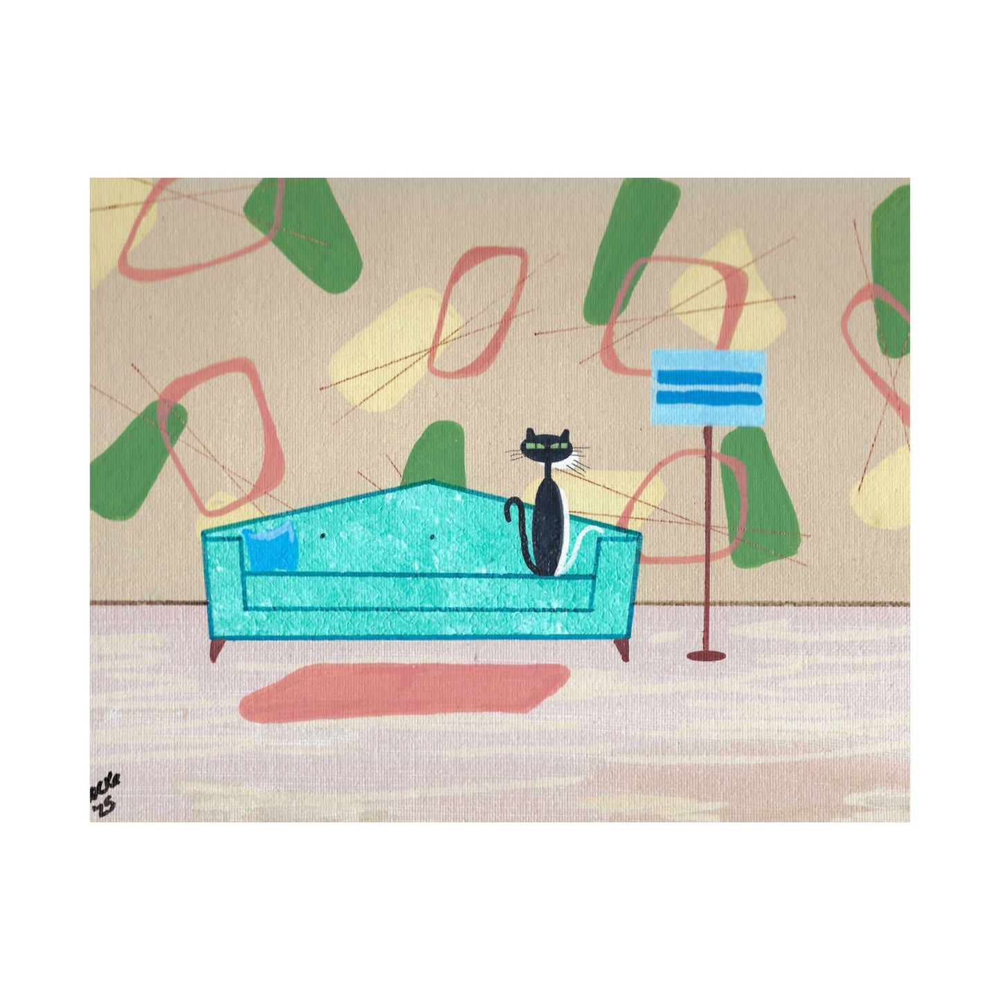 Poster - Vintage Inspired Cat Art Titled Shy White Kitty